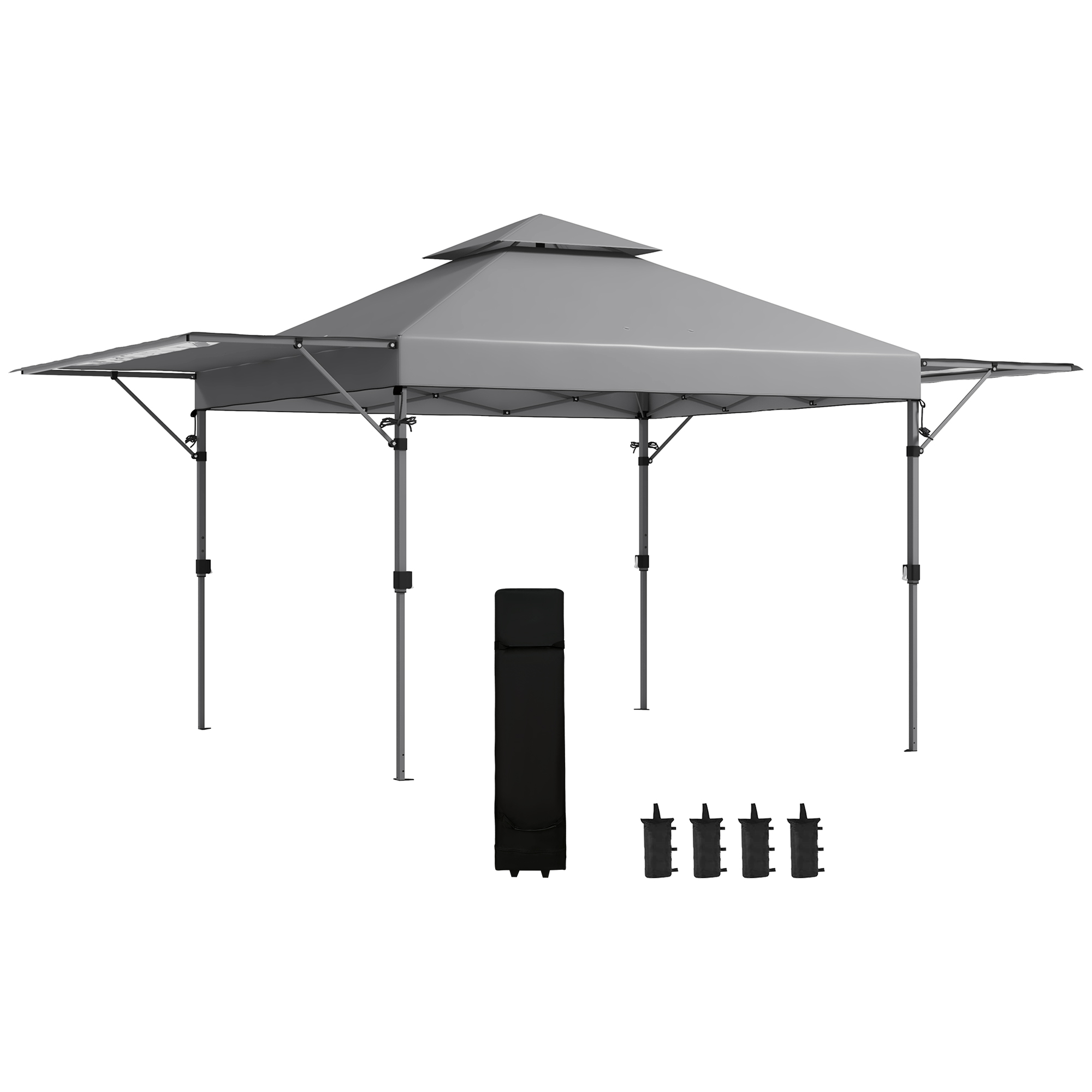 Outsunny Carpa pop-up jardín Plegable 5x3 m, tela oxford con 2 paneles ajustables, bolsa de transporte con ruedas incluida | Aosom España