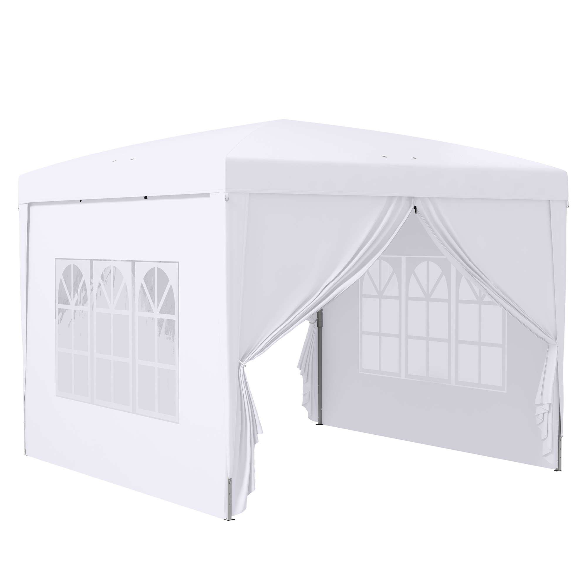 Tonnelle De Jardin Pliable 3x3 M - Toile Polyester 520D Imperméable + 4 Parois - Structure Acier Robuste - Parfaite Pour Fêtes Et événements Extérieurs - 12