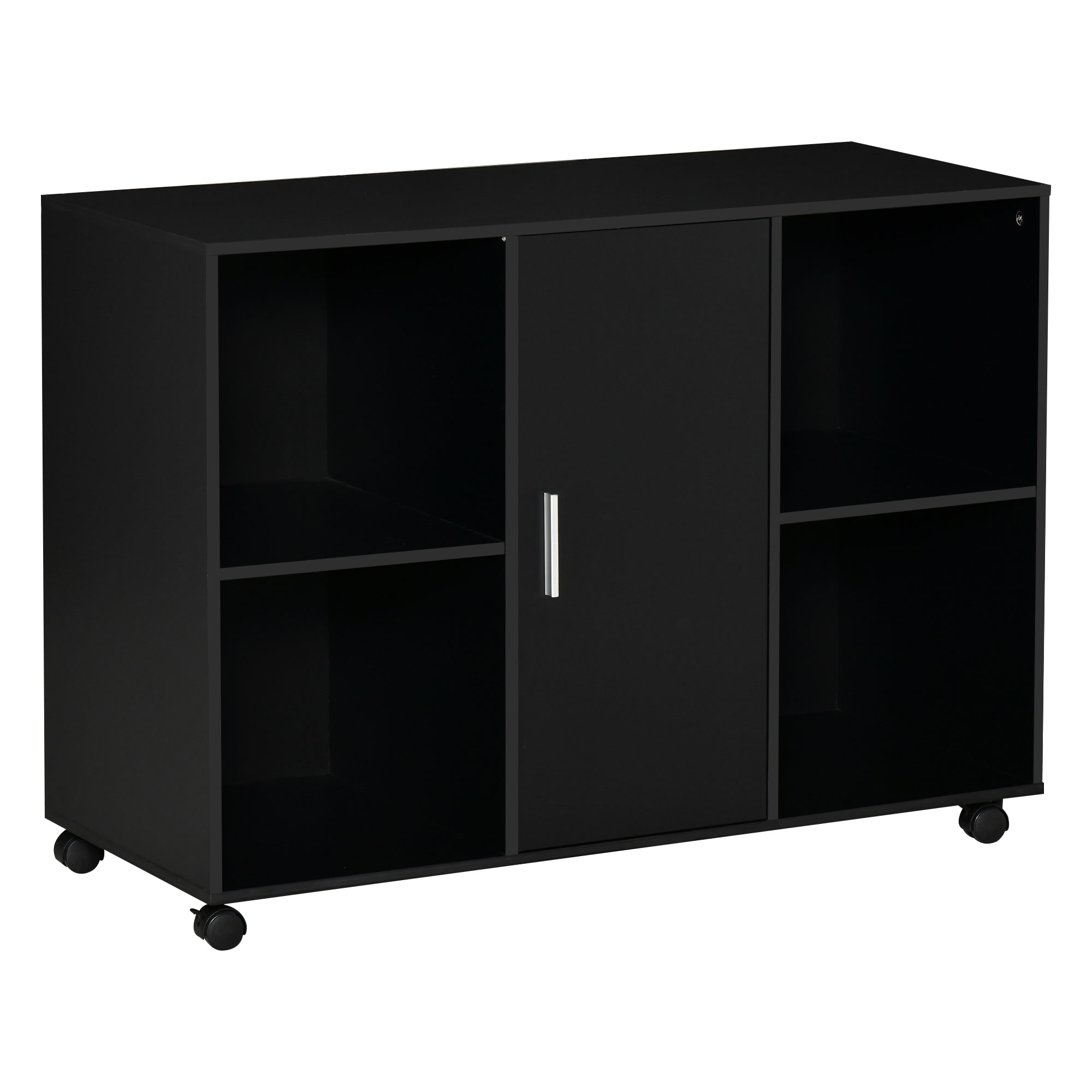 HOMCOM Soporte para Impresora - Caisson de Organización de Oficina con Ruedas - Dimensiones 100L x 40An x 71Alt cm en Madera Negra