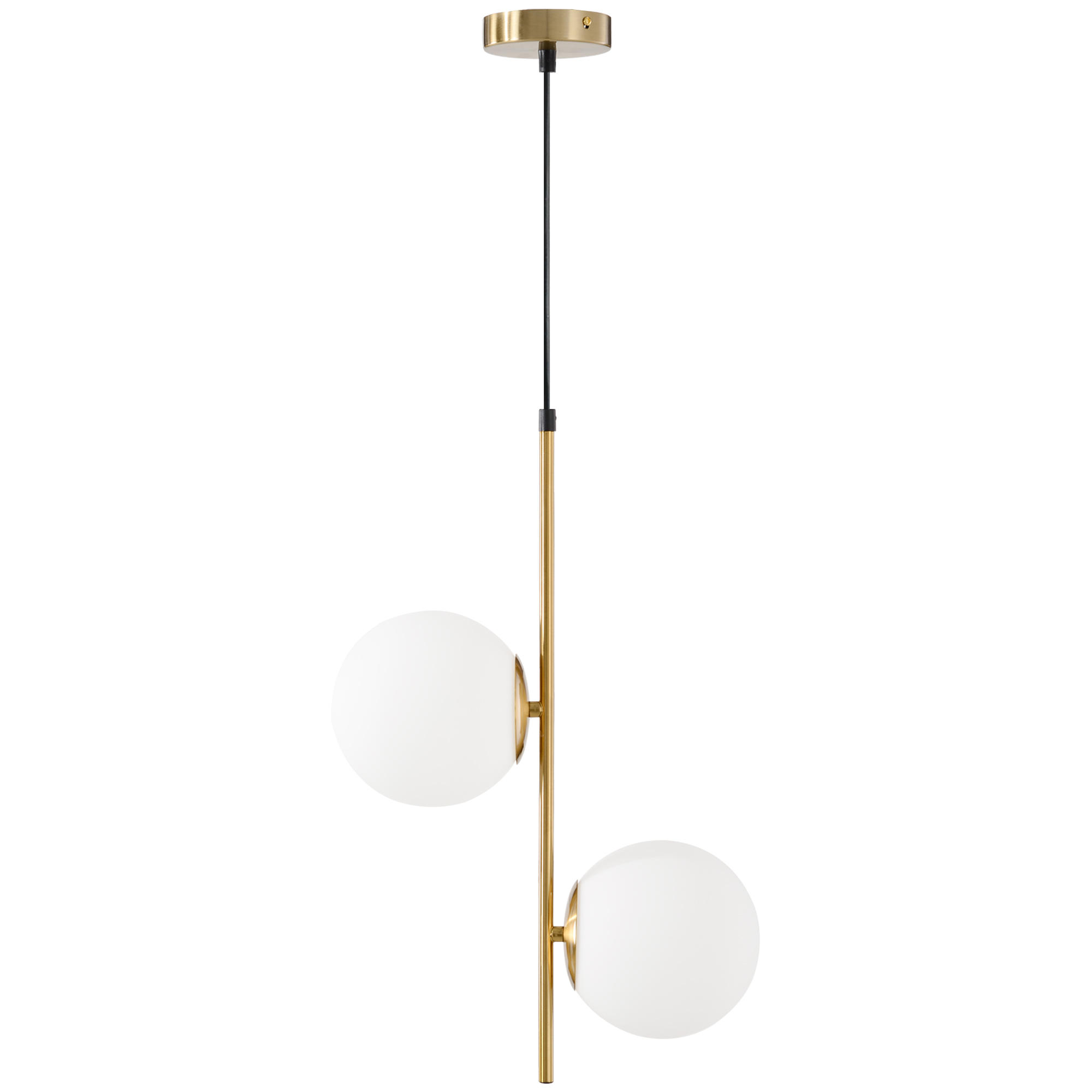 HOMCOM Lámpara colgante moderna, candelabro de doble cabezal de luz colgante ajustable para entrada, salón, tono dorado