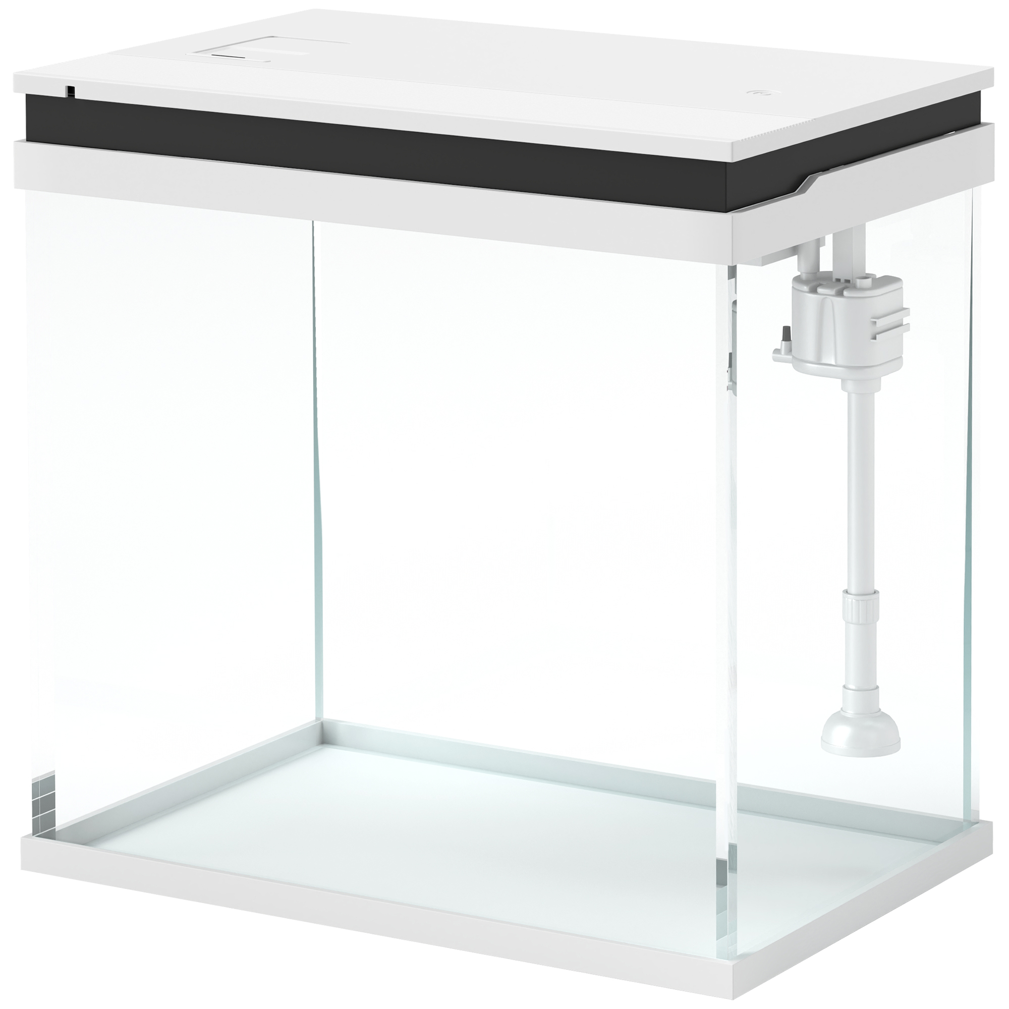 PawHut 26L Glasaquarium für Goldfische mit LED-Beleuchtung, Komplett-Aquarium mit Filter und Wasserpumpe, Tropische Fischwanne, 38x26x38 cm, Weiß Aosom