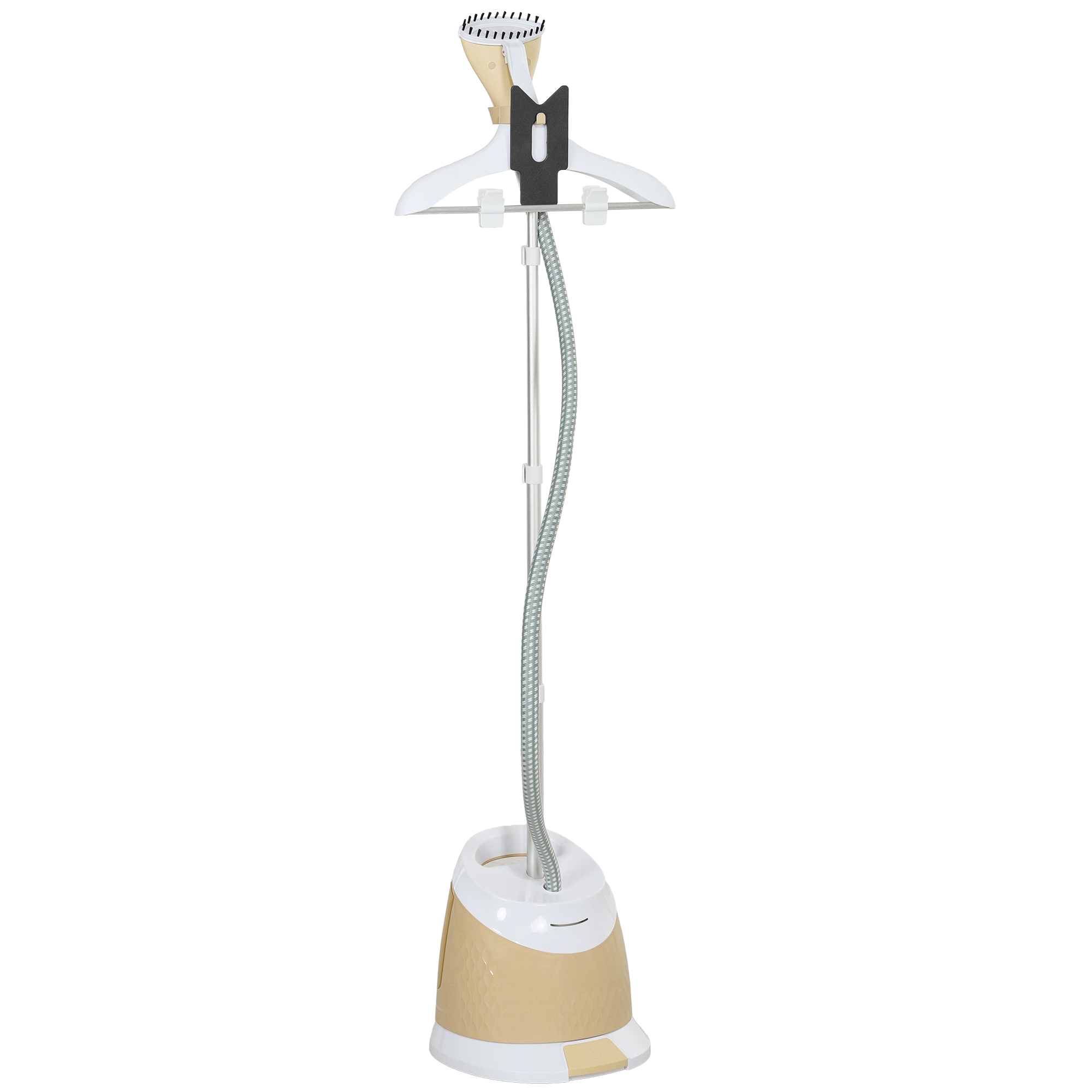 HOMCOM Dampfbügeleisen Vertikal 1800W mit 1,8L Wassertank, Aluminiumplatte, Höhenverstellbarer Stange und Zubehör, für Kleidung, Vorhänge und Sofabezüge, Gold Aosom