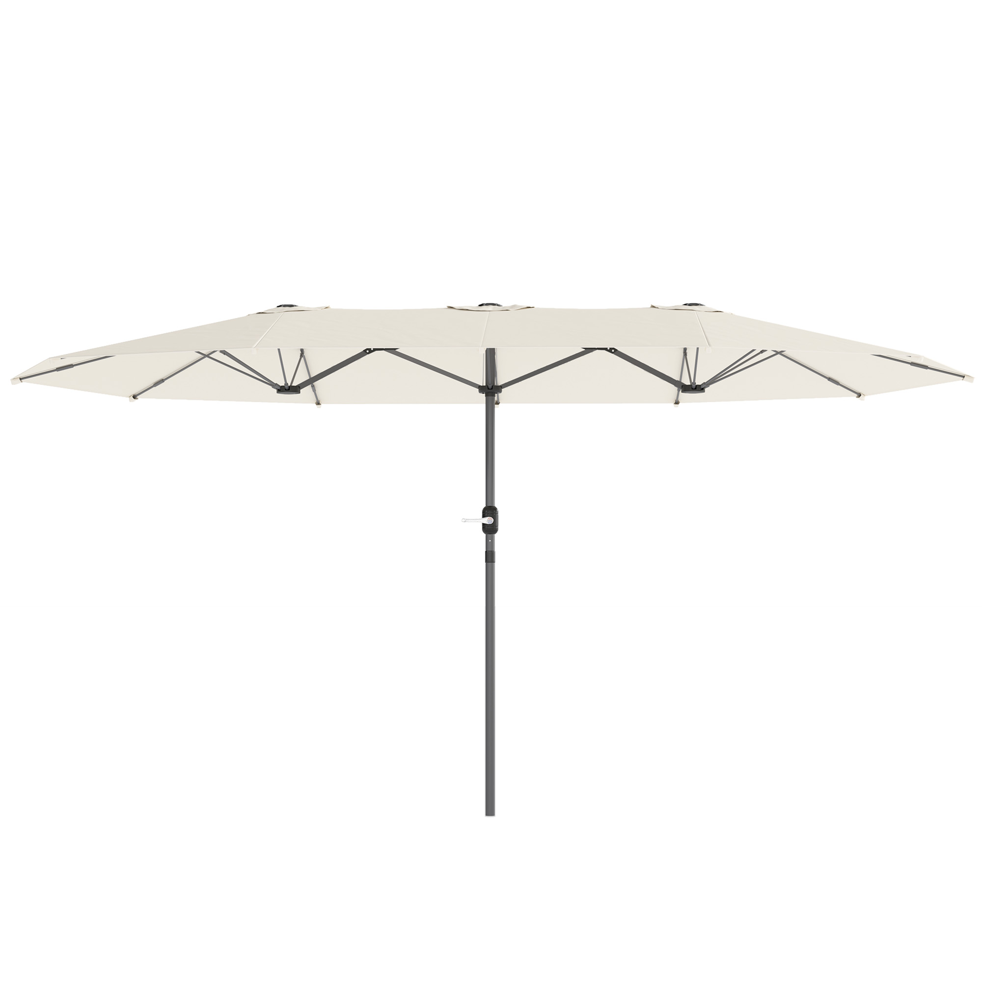 Outsunny Parasol Doble 436 x 260 cm, Protección UV, Parasol de Acero con Manivela, Forma Ovalada, Beige
