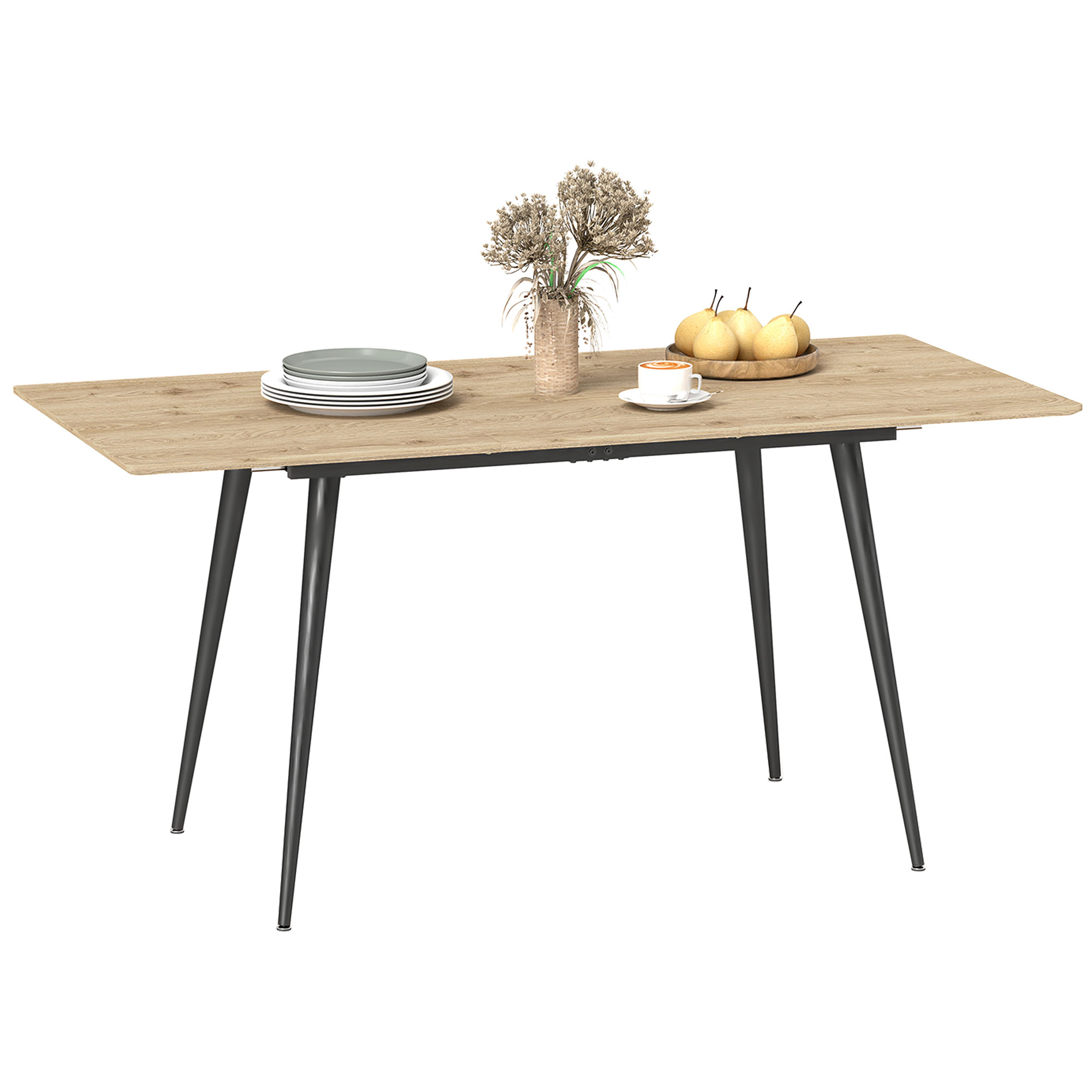 HOMCOM Tavolo da Pranzo Pieghevole, Tavolo Estensibile 120-160 cm, per 6-8 Persone, con Piedi in Acciaio, Naturale