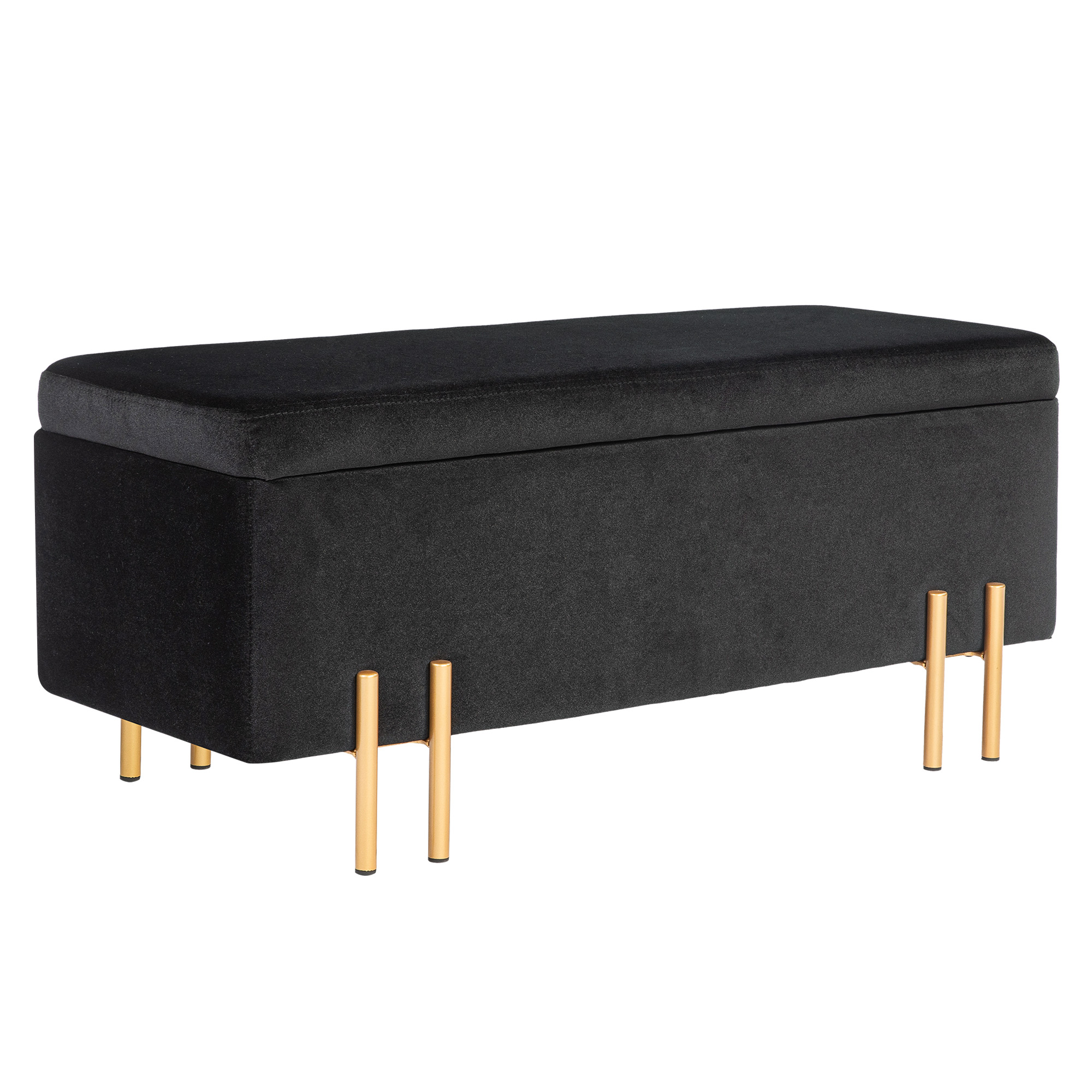 HOMCOM Pouf letto con spazio di archiviazione, Metallo, Legno di Gomma, Schiuma, 100 x 40 x 42 cm, Nero