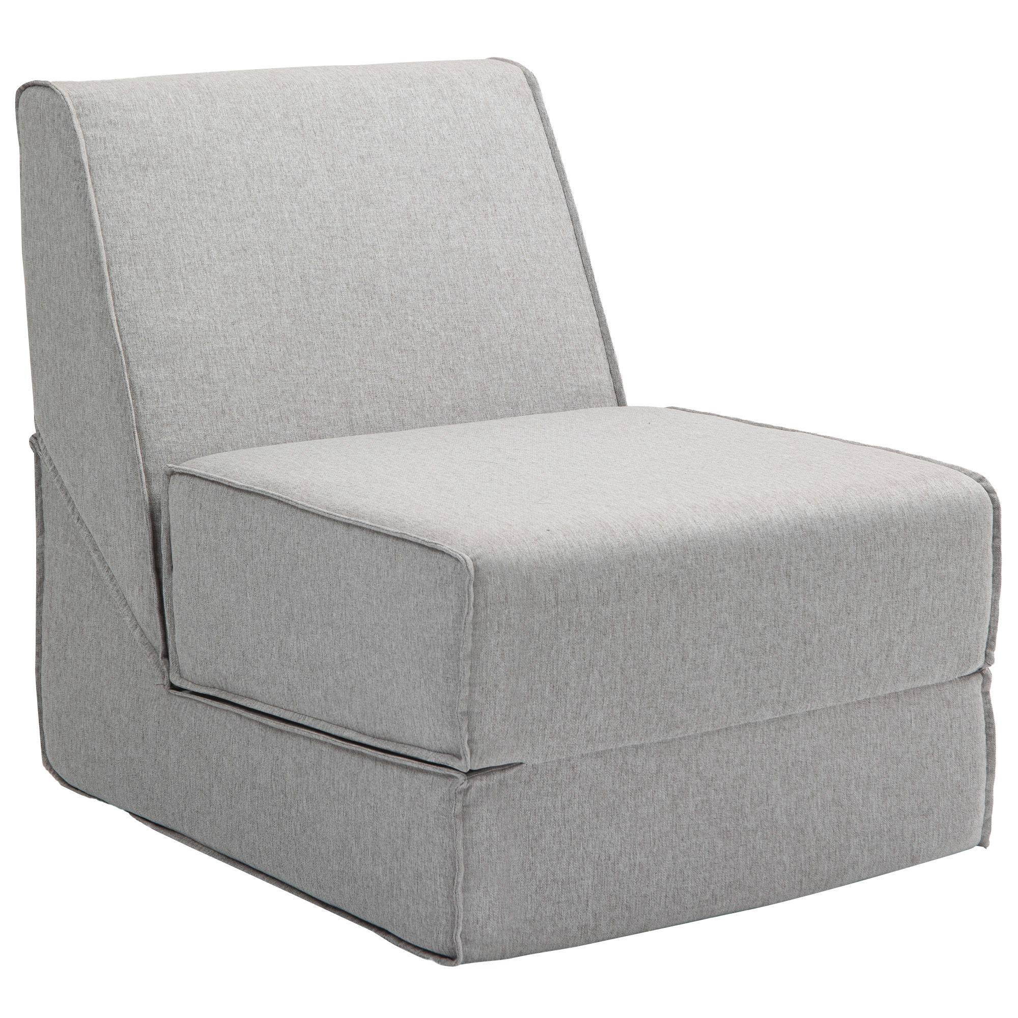 HOMCOM Sillón Moderno de Suelo Convertible en Chaise Longue en Tejido, Gris Claro