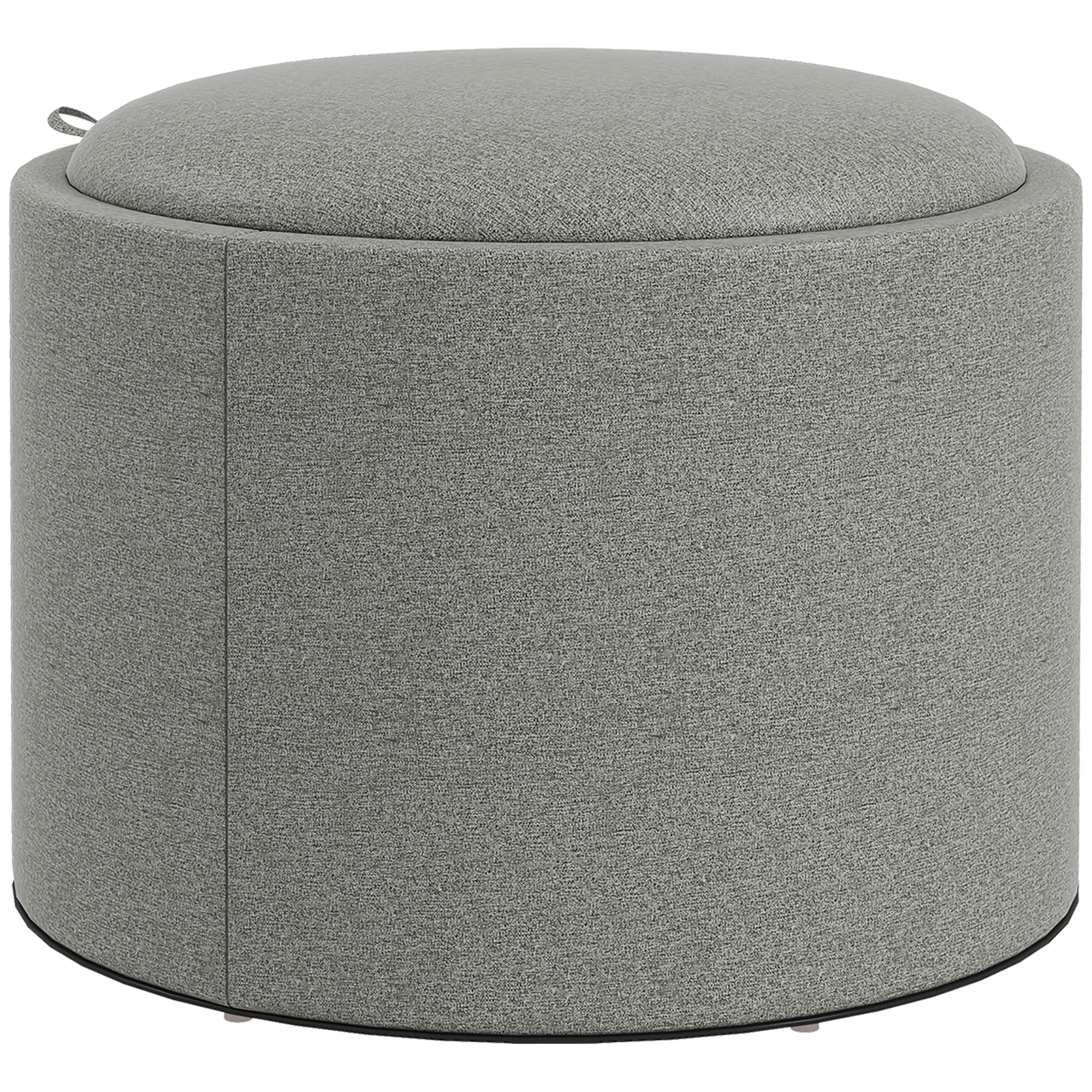 HOMCOM Puff Contenedor Efecto Lino de 120 kg máx con Bandeja Rebatible, en MDF, 56x56x42 cm, Gris