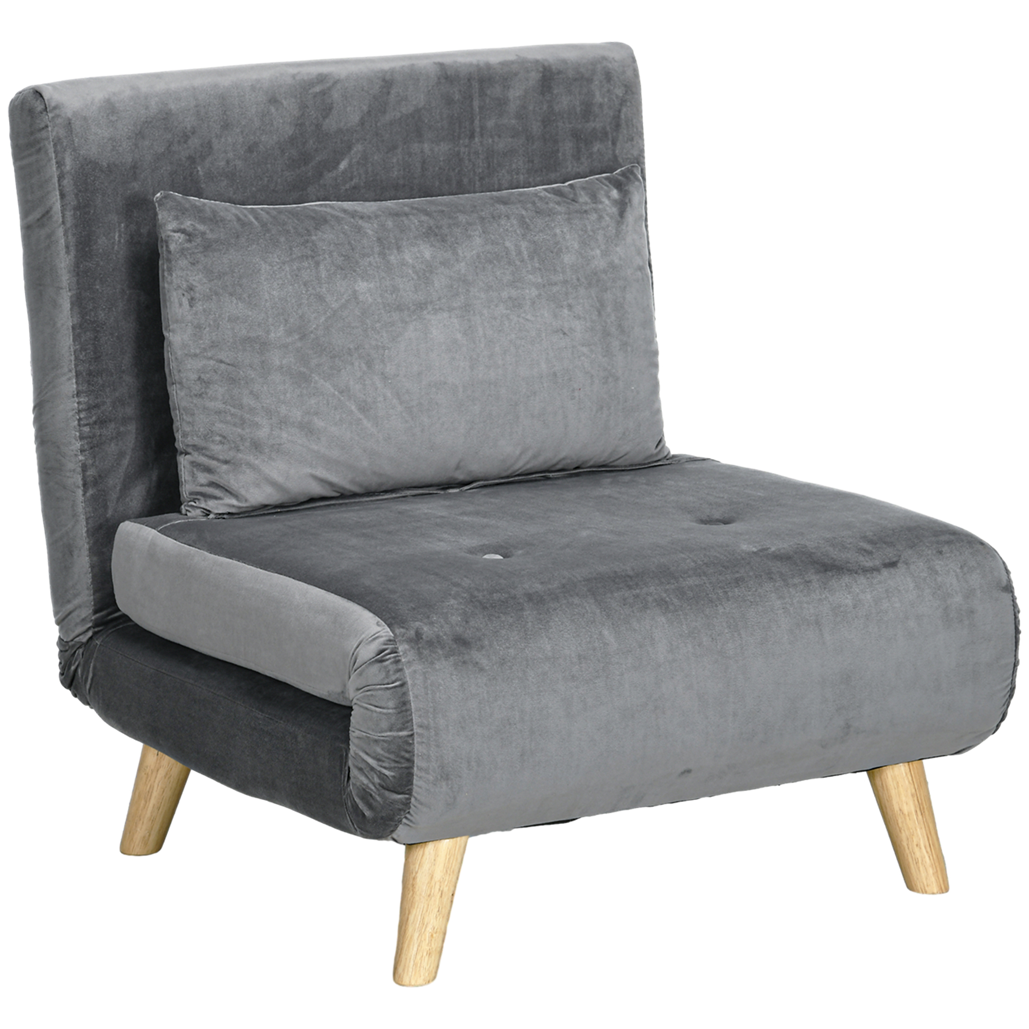 HOMCOM Sillón 2 en 1, Relax, Cama de Invitados, 72 cm x 78 cm x 79 cm, Gris