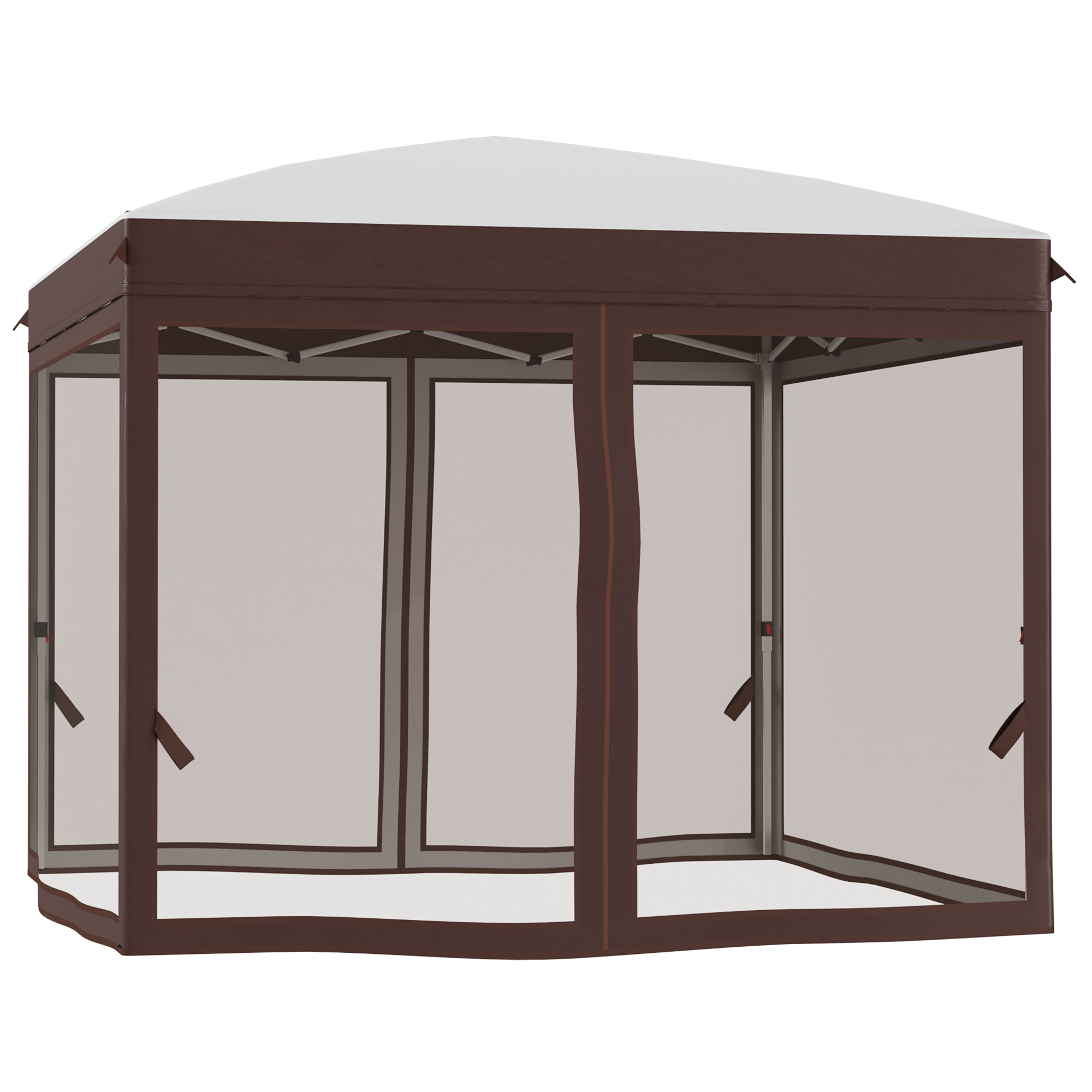 Outsunny Gazebo de Jardin 3x3 m avec Moustiquaire et Sac de Transport à Roulettes, Color Crème