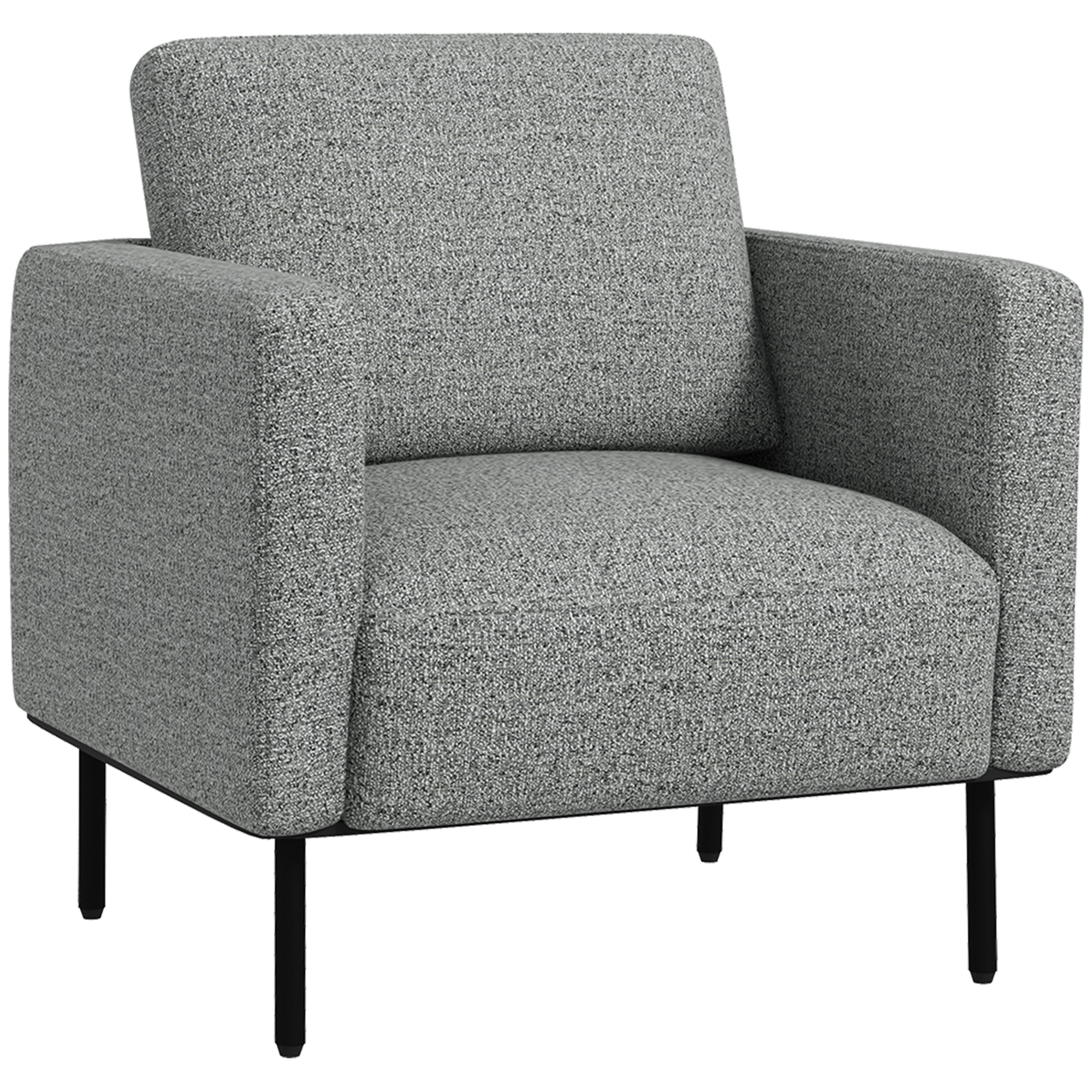 HOMCOM Sillón de sala sillón en tela 1 plaza revestimiento aspecto lino patas en acero 79 x 76 x 65 cm gris negro