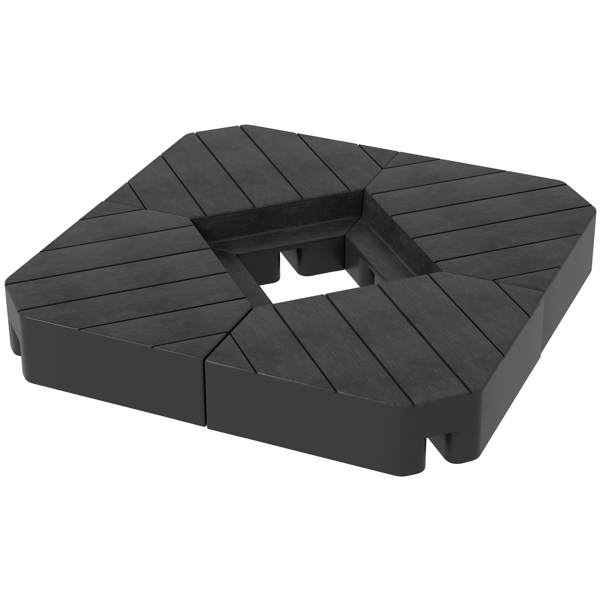 Outsunny Conjunto de 4 pesos de lestage cuadrado para sombrillas de poste lateral con base en cruz llenar con agua/arena hasta 60/80 kg   Aosom España