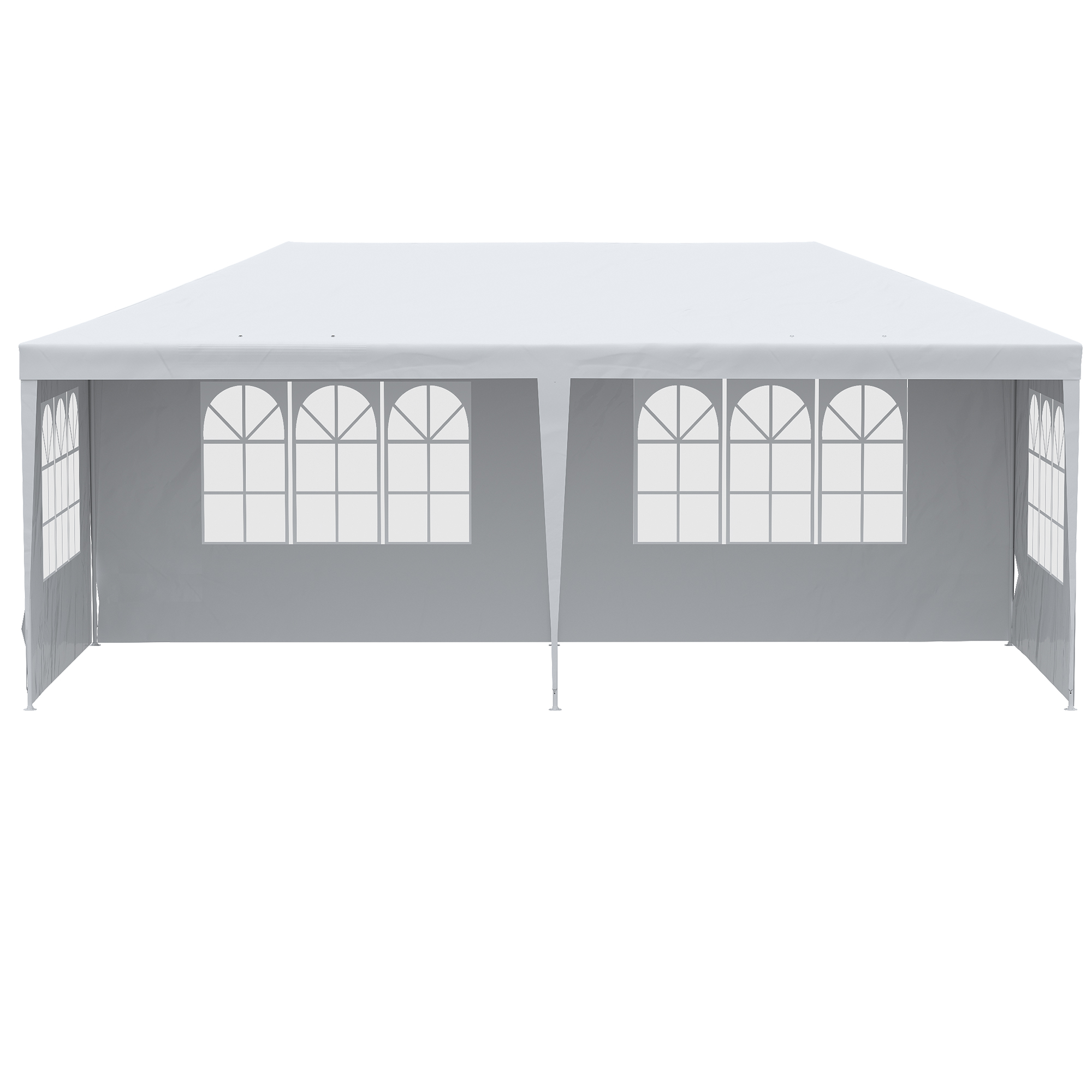 Outsunny Gazebo de Jardin pour Événements avec 4 Parois Amovibles avec Fenêtres, 5,8x2,9x2,5m, Blanc
