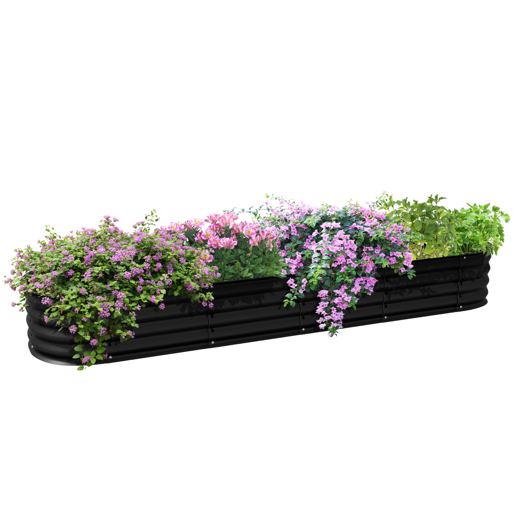 Image of Outsunny Fioriera rialzata quadrata da giardino in acciaio modulabile per verdure, piante, fiori, dim. 240 x 62 x 30cm006