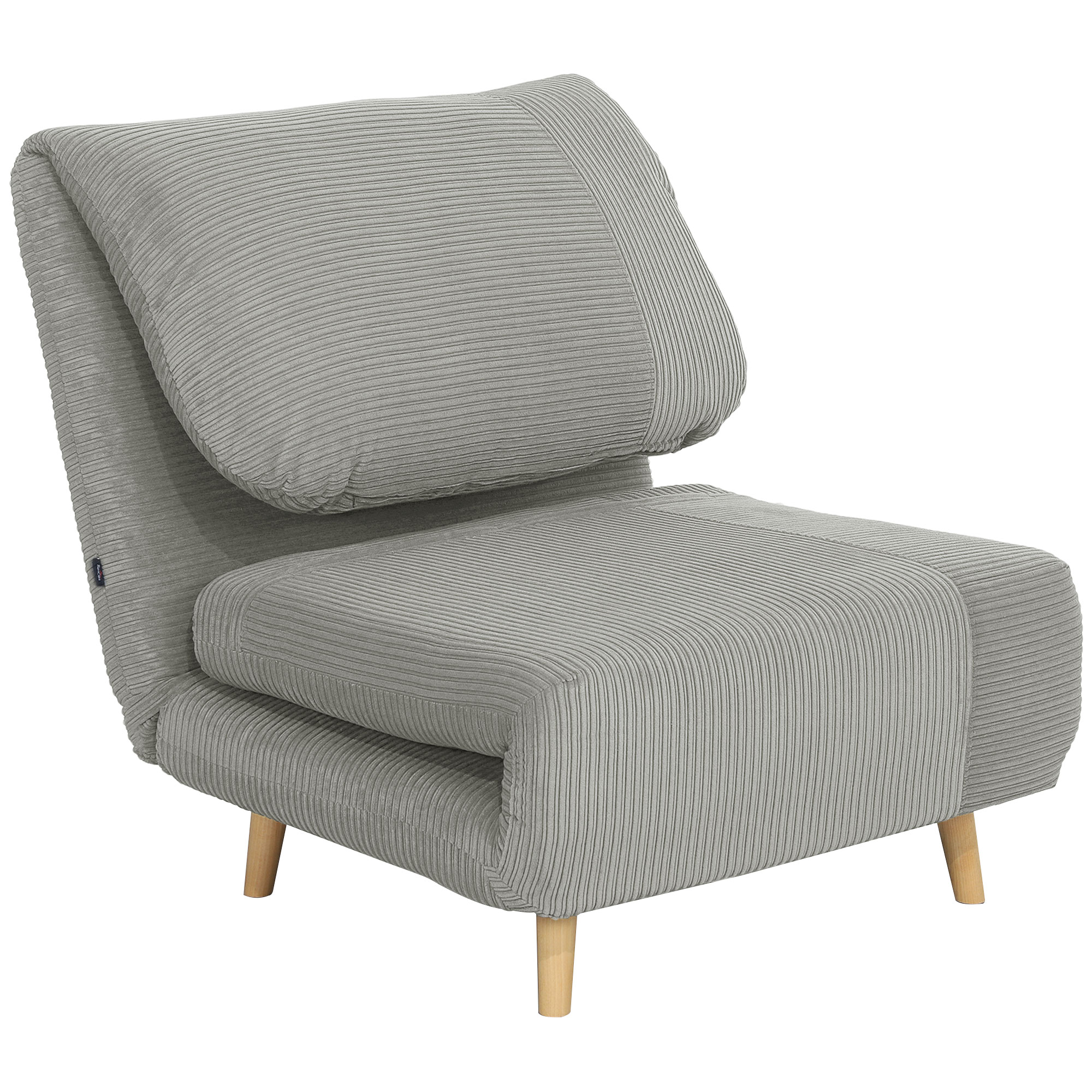 HOMCOM 2 en 1 Sillón Cama Ajustable con Reposacabezas Terciopelo de Cordón 82 cm x 89 cm x 83 cm Gris