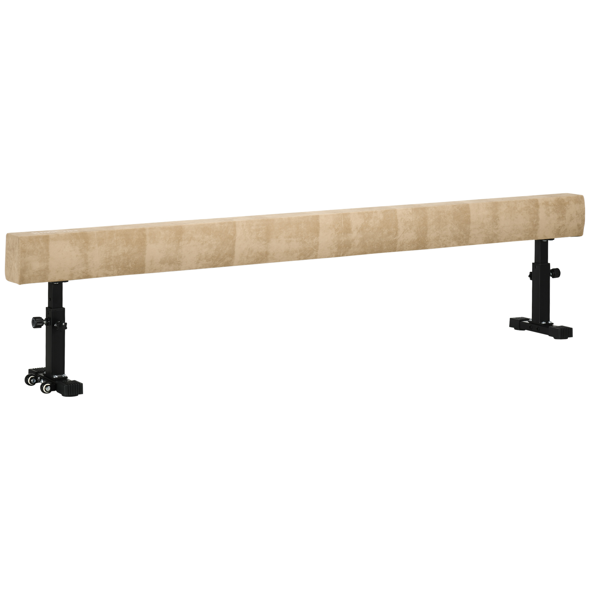 HOMCOM Balance Beam für zu Hause mit Höhenverstellung, Rädern und rutschfesten Füßen, für Kinder von 3-12 Jahren, 226x31x59cm, Braun Aosom