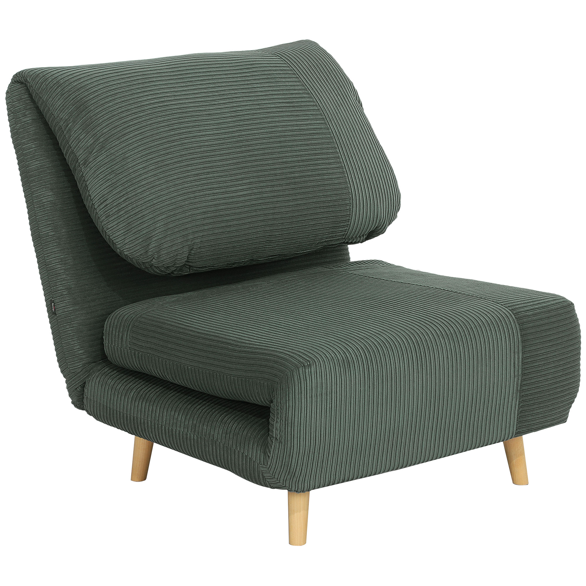 HOMCOM 2-in-1 Poltrona Letto Ospiti, poggiatesta regolabile Velluto a Coste 82 cm x 89 cm x 83 cm Verde