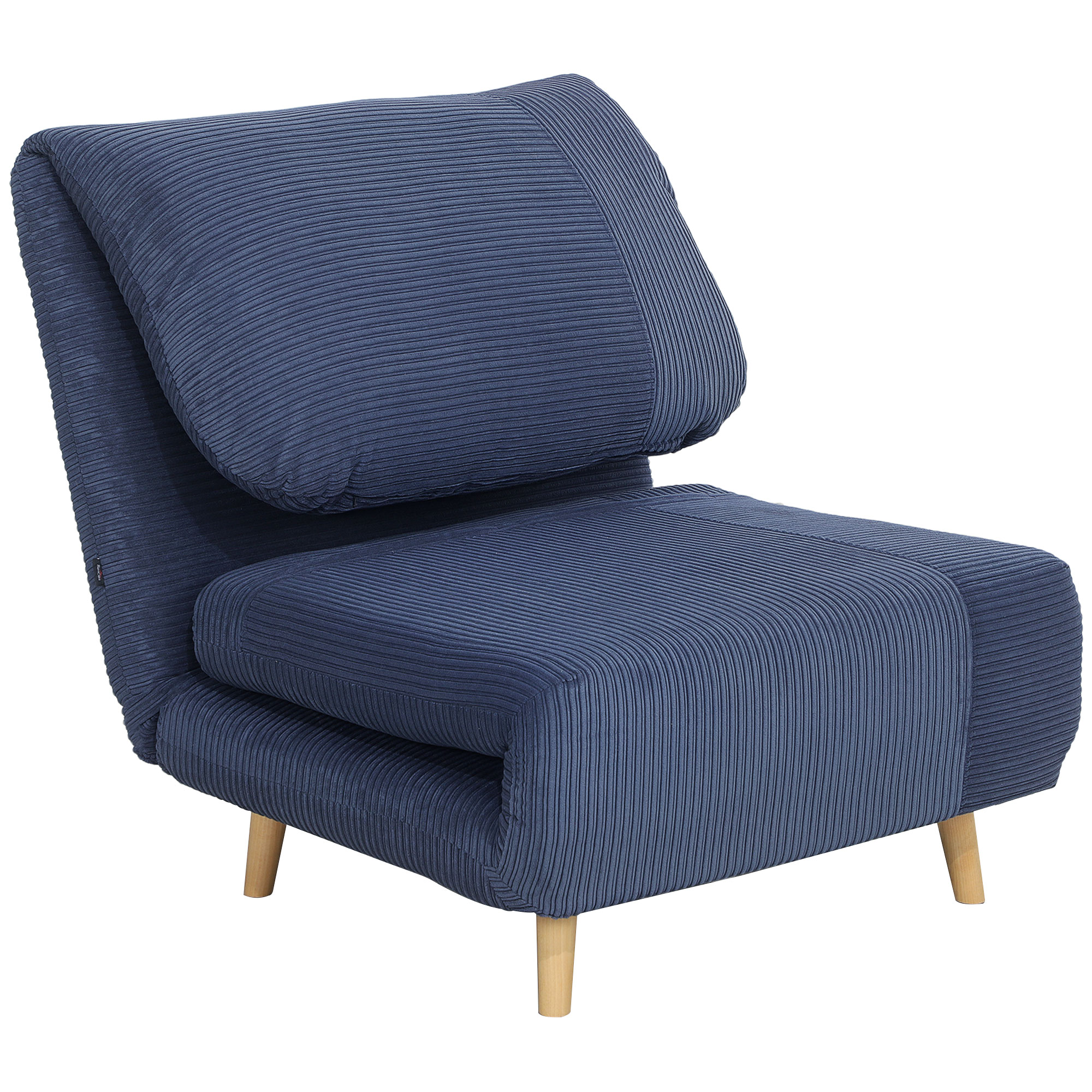 HOMCOM 2 en 1 Sillón Cama para Invitados, reposacabezas ajustable en Terciopelo de Cordón 82 cm x 8 cm x 83 cm Azul