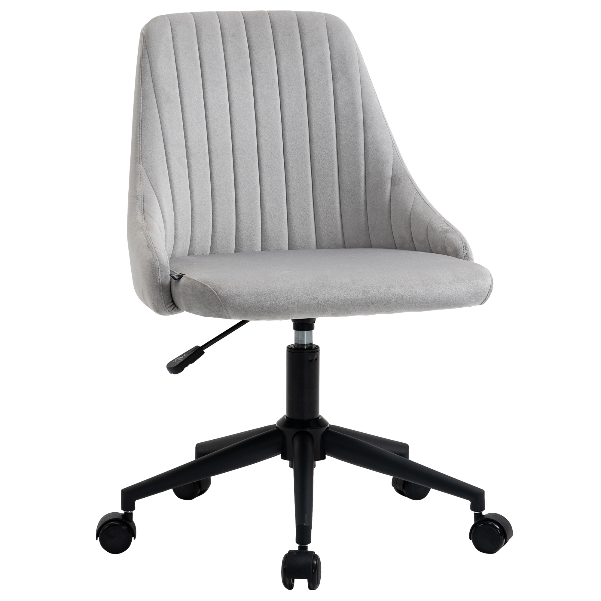 Vinsetto Silla de Oficina en Terciopelo Gris con Altura Regulable, Silla Ergonómica Giratoria 360° y Ruedas, 50x58x77-87cm