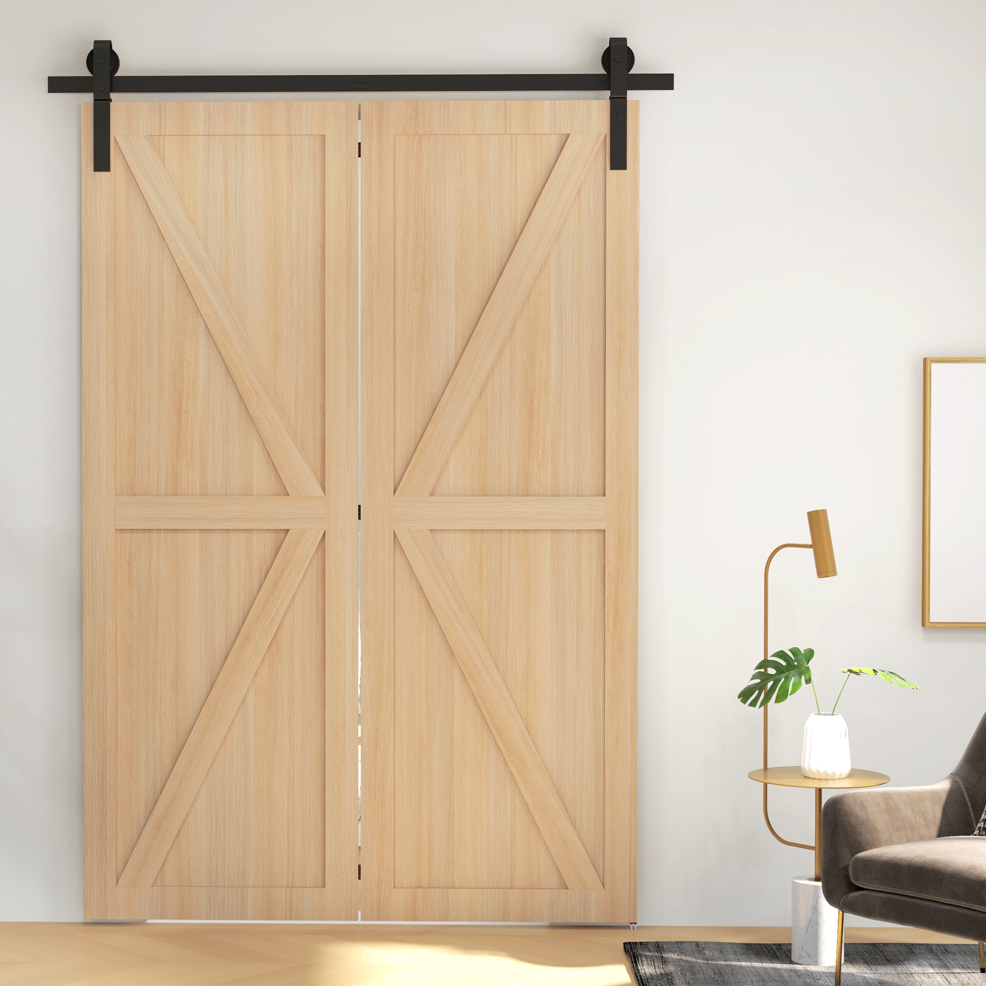 Kit Ferramenta Per Porte Scorrevoli Pieghevoli HOMCOM 152.5 Cm - Guida In Acciaio, Portata 90 Kg, Per 2 Ante | Risparmio Spazio