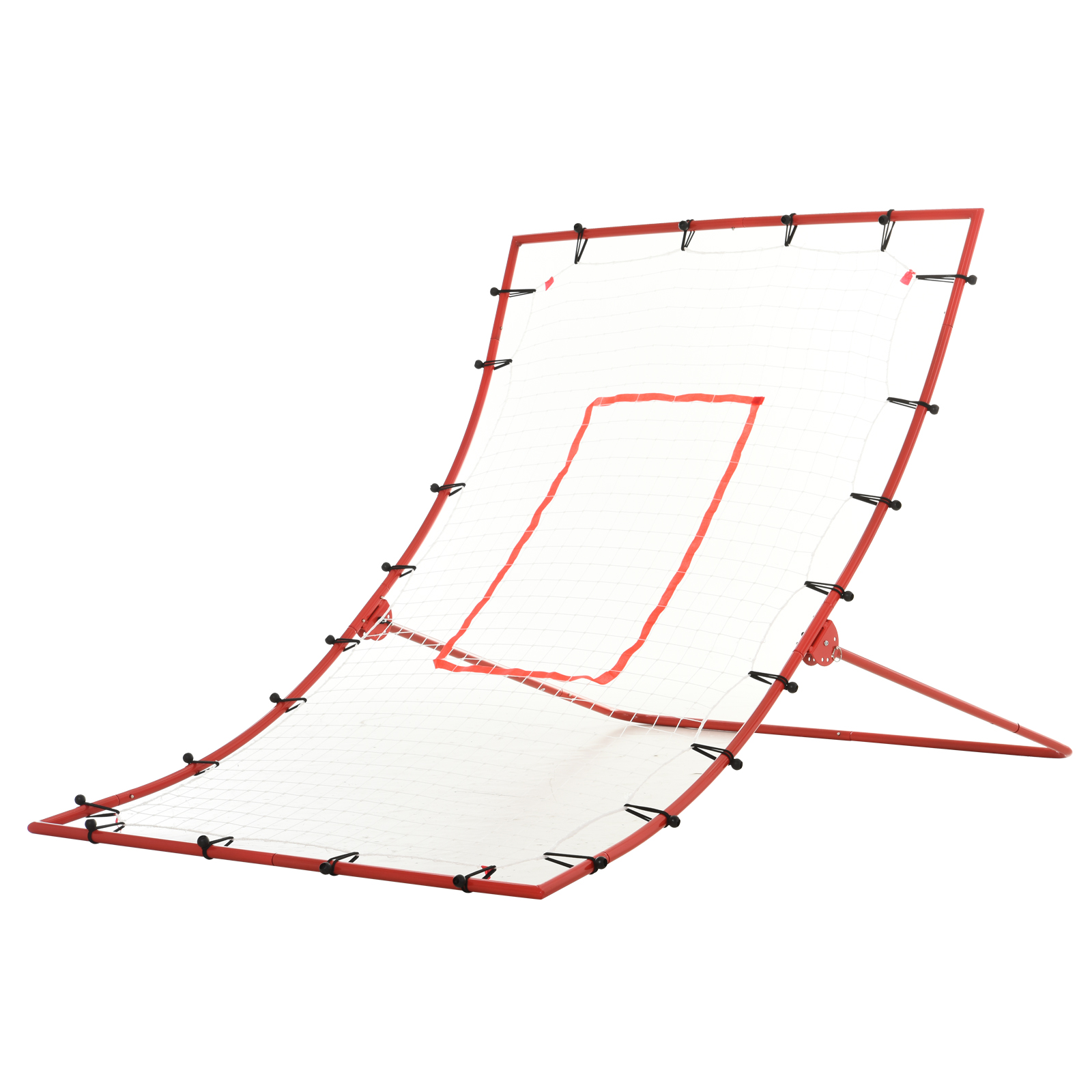 HOMCOM Fußball-Rebound-Netz, Fußball-Rebounder, für Fußballtraining, verstellbare Winkel, Befestigungszubehör inklusive, 175L x 115H x 77B cm, Rot, Weiß   Aosom – HOMCOM
