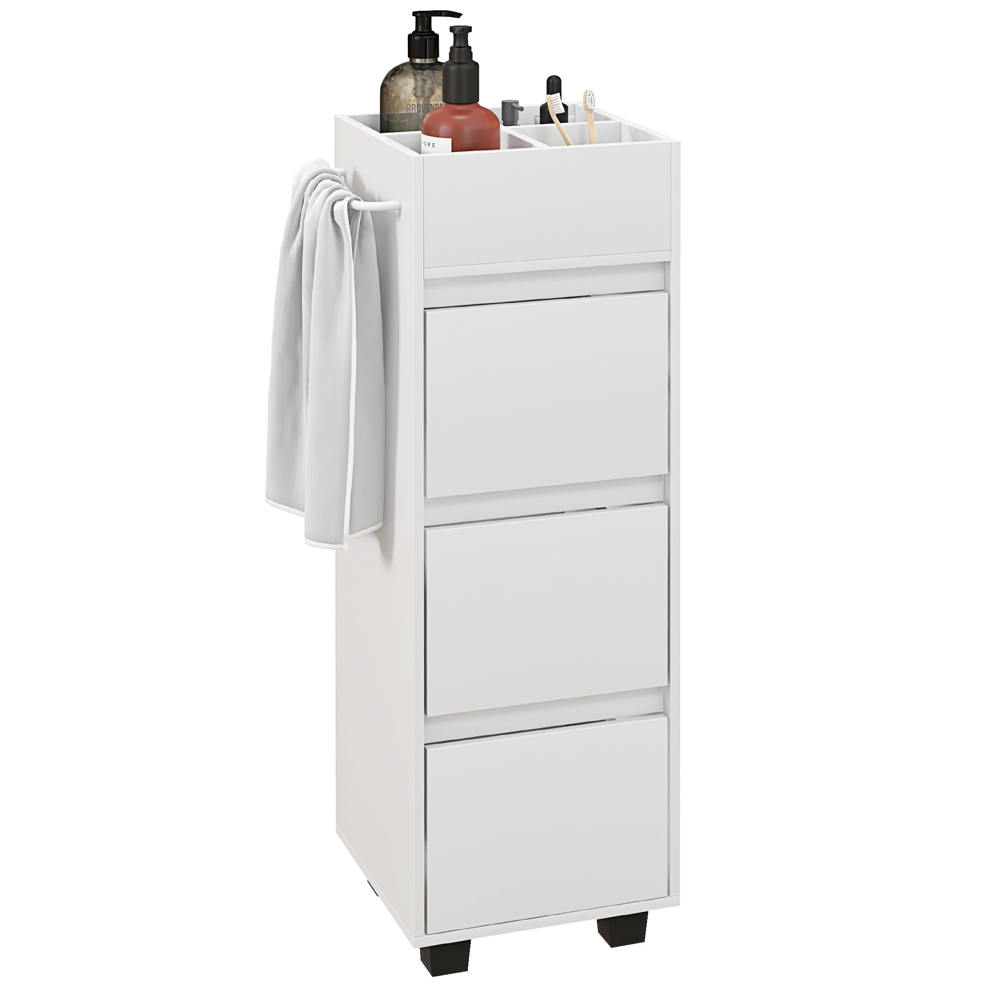 Mobiletto Bagno Compatto 16x52x66cm HOMCOM Mobiletto Portagiochi Per Bambini 3-12 Anni Con Ruote E Salvaspazio, 90x30x37.9cm, Bianco Mobile Bagno - 2