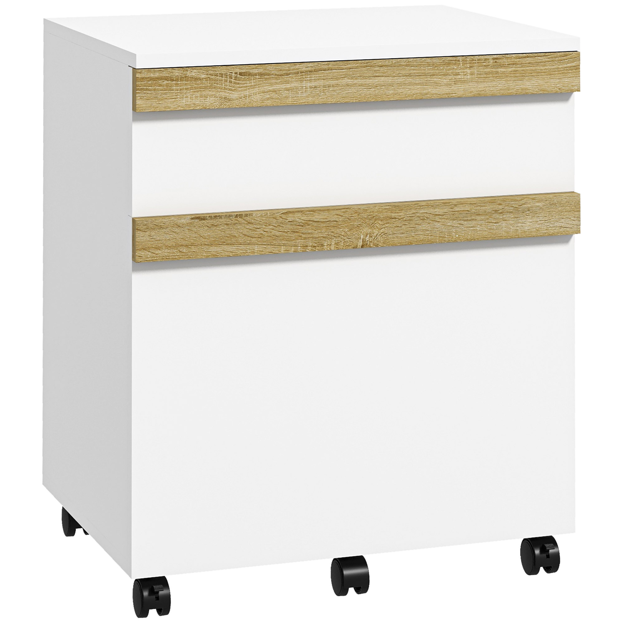 Vinsetto Mobile Caisson da ufficio a rotelle con 2 cassetti scorrevoli organizzatore per documenti 48 x 40 x 59,5 cm bianco