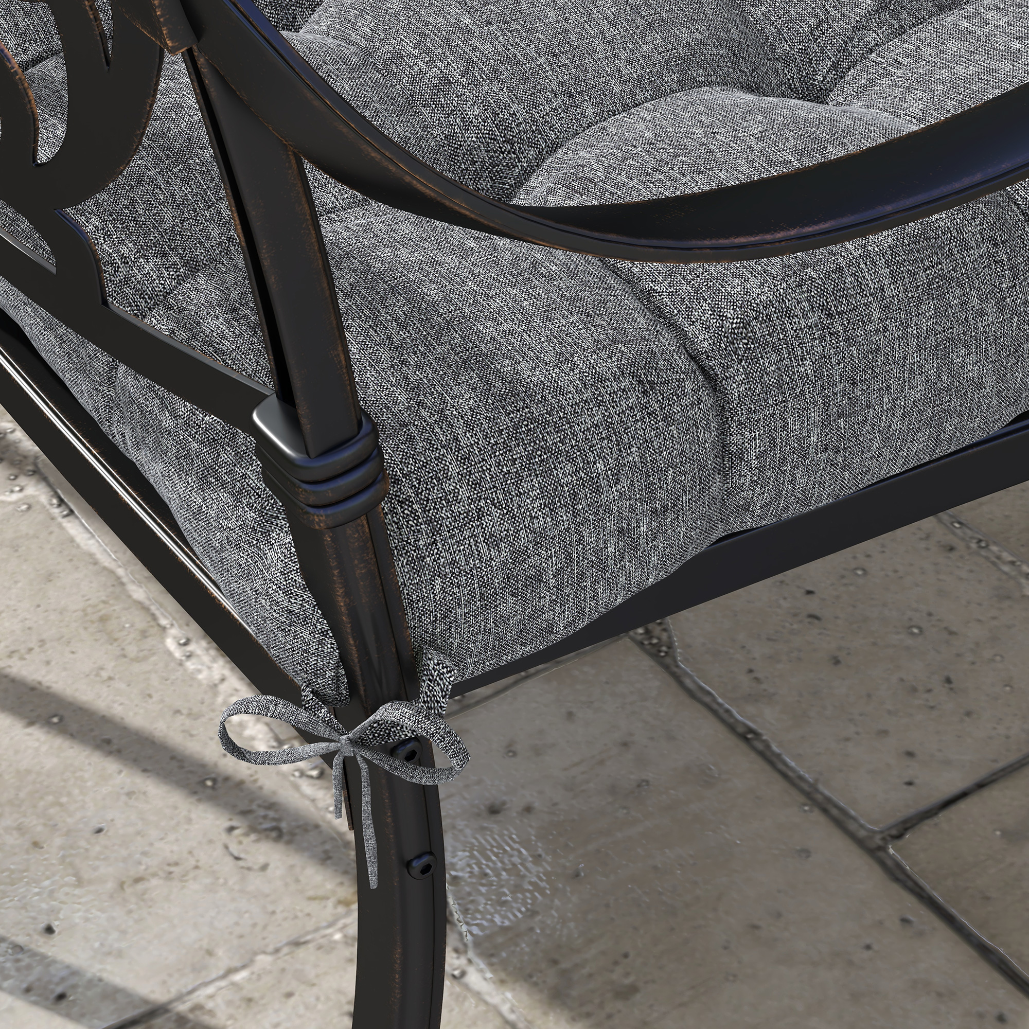 Outsunny Set di 6 cuscini per sedie da giardino - Cuscino per sedie da esterno Imbottitura 3 cm Tessuto in poliestere dim. 42L x 42l cm Grigio scuro