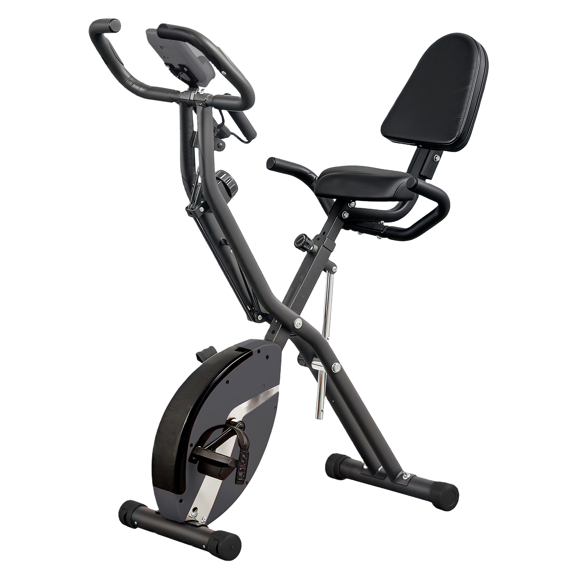 SPORTNOW Vélo d'Appartement Pliable avec Résistance Magnétique Moniteur LCD et Bandes pour Bras 43x97x109 cm Noir