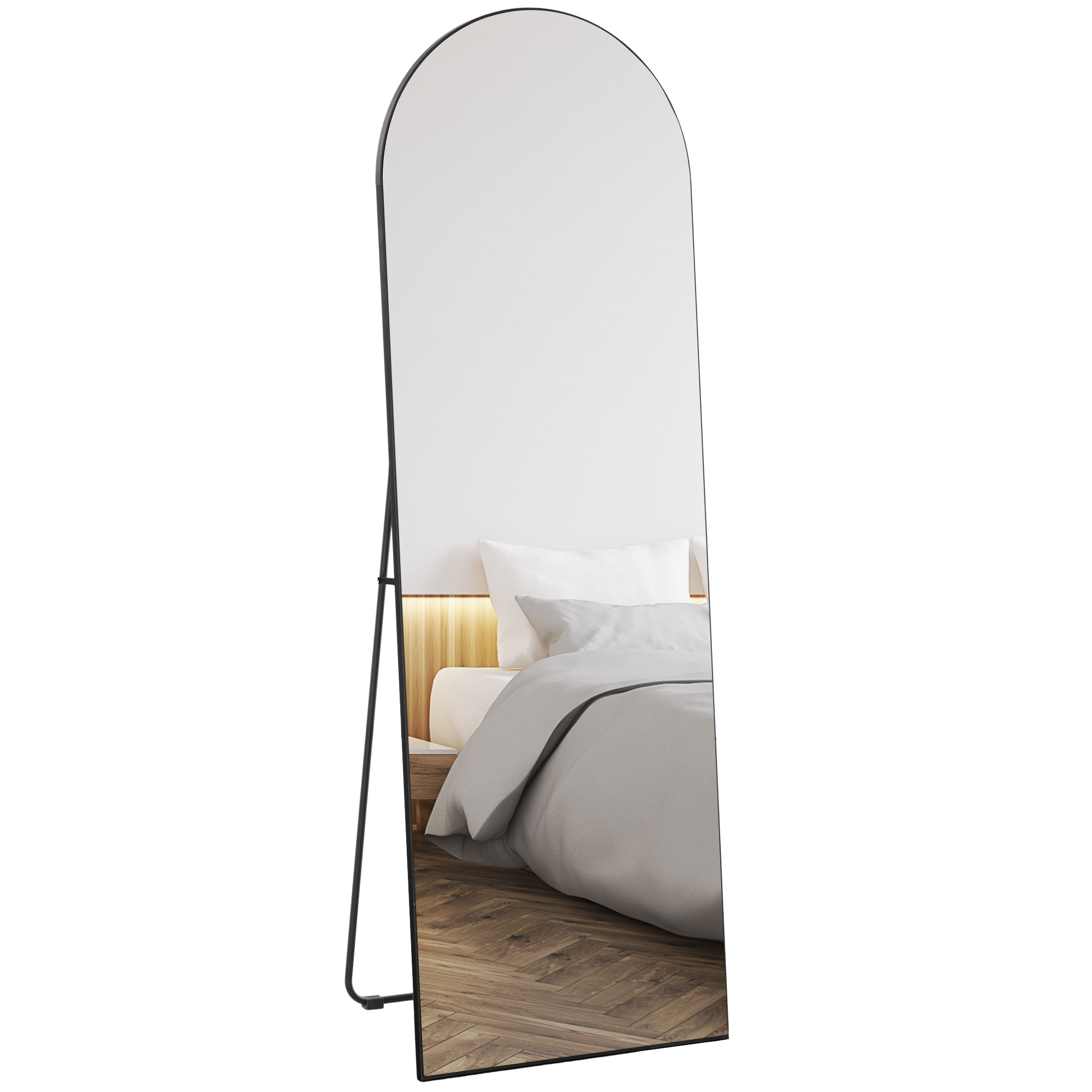 Image of HOMCOM Specchio a figura intera, senza cornice, autoportante/montabile a parete, supporto in metallo, 50x150 cm, Nero006