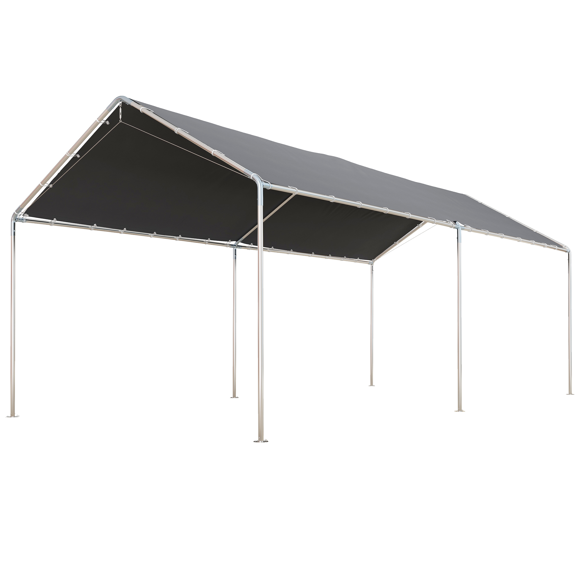 Outsunny Carport tetto per auto 6 x 3 m acciaio zincato robusto tetto PE ad alta densità grigio
