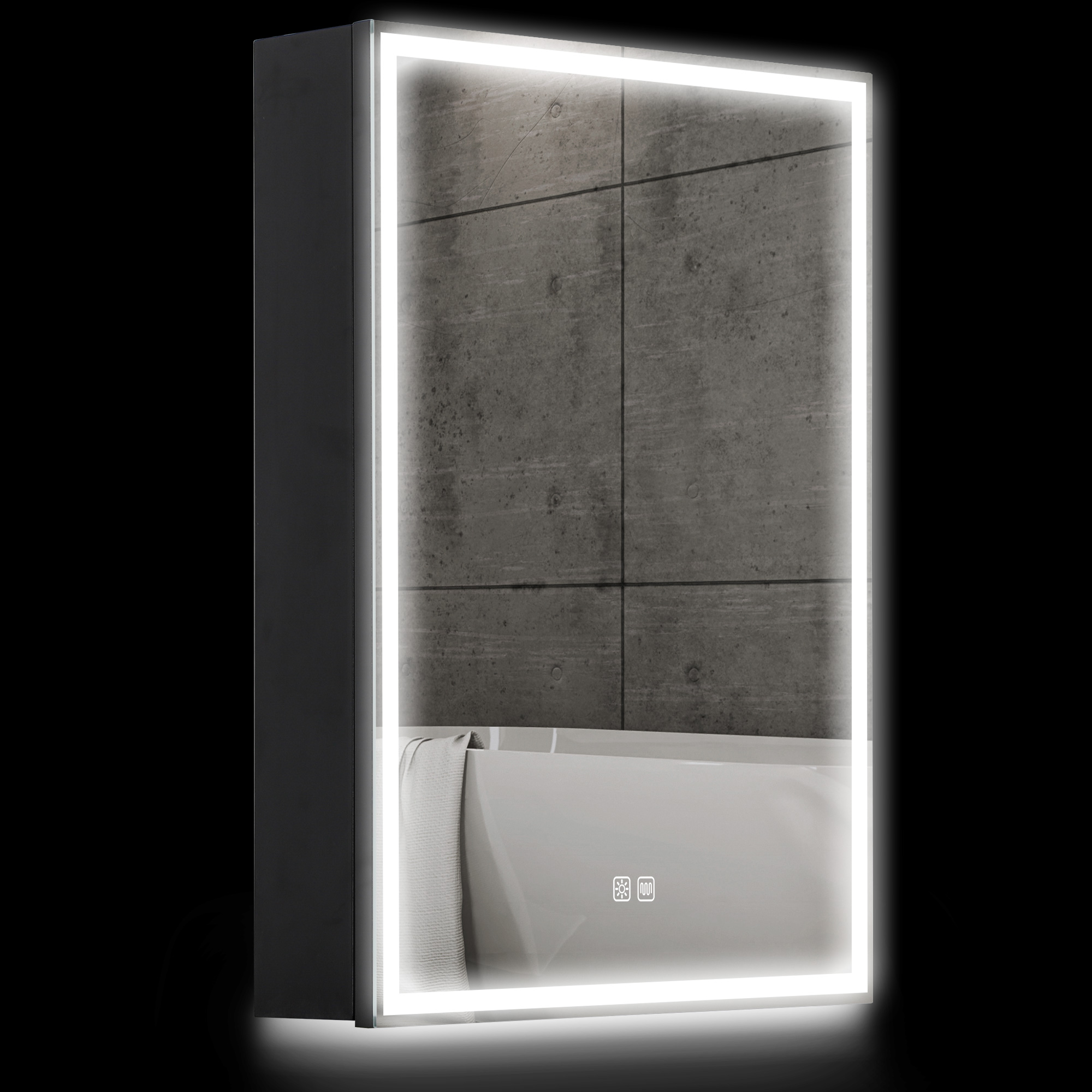 HOMCOM Mobiletto Specchio, Mobiletto da Bagno con LED, 50 x 70 cm, dimmerabile, Antibuca, Nero