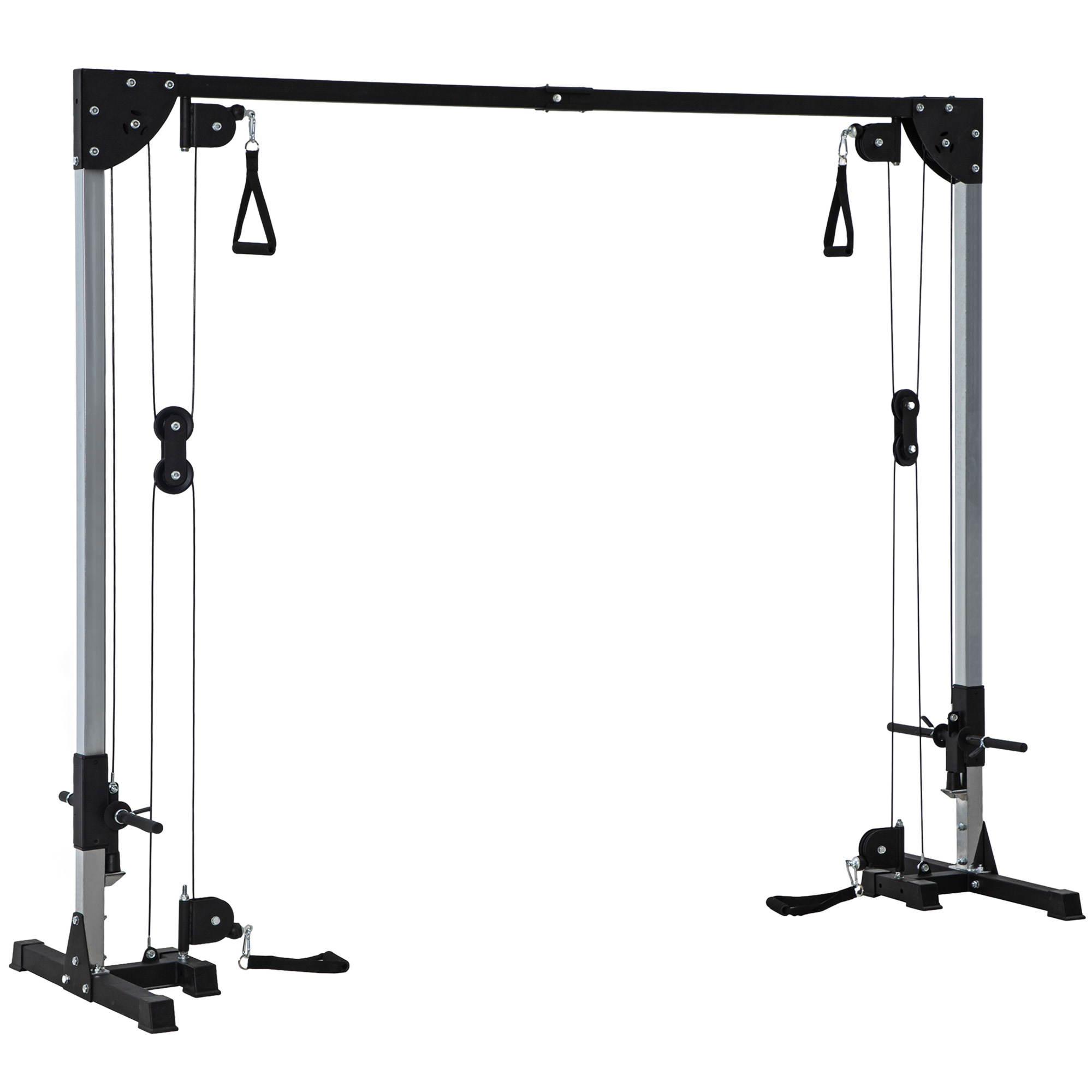 SPORTNOW Aparato de musculación doble polea vis a vis crossover, carga libre con pesa 2x50 kg 245x85x207 cm | Aosom España