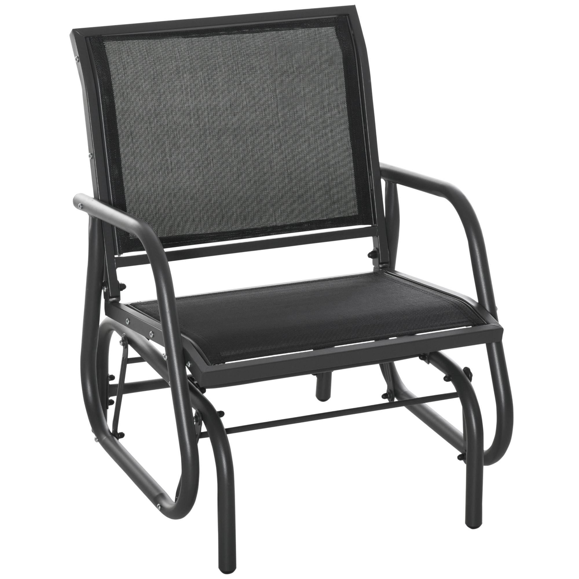 Outsunny Sillón Mecedor de Jardín Rocking Chair Diseño Contemporáneo metal textileno Negro   Aosom España