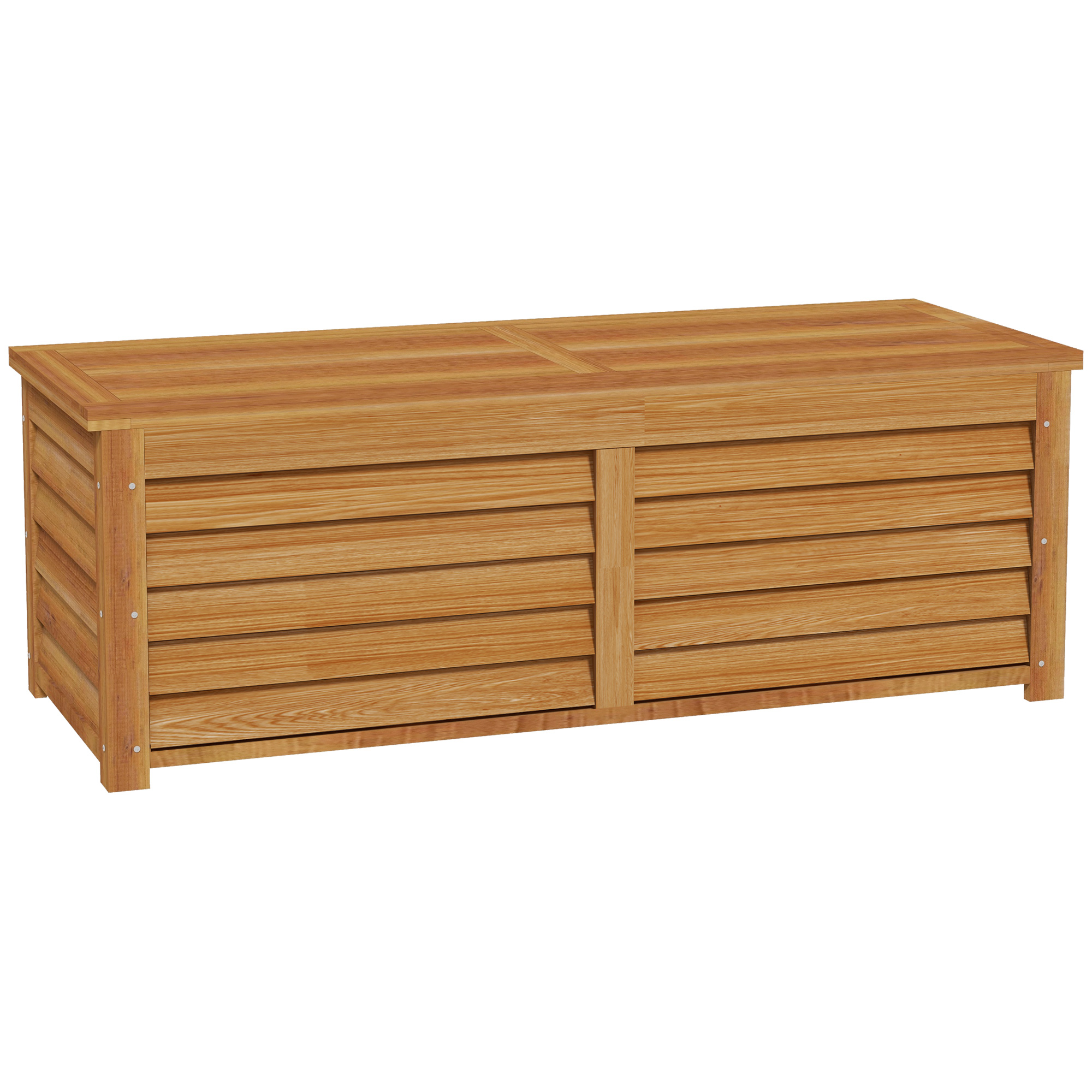 Outsunny Caja de almacenamiento exterior jardín 176L en madera con asa, 130x50x45 cm   Aosom España