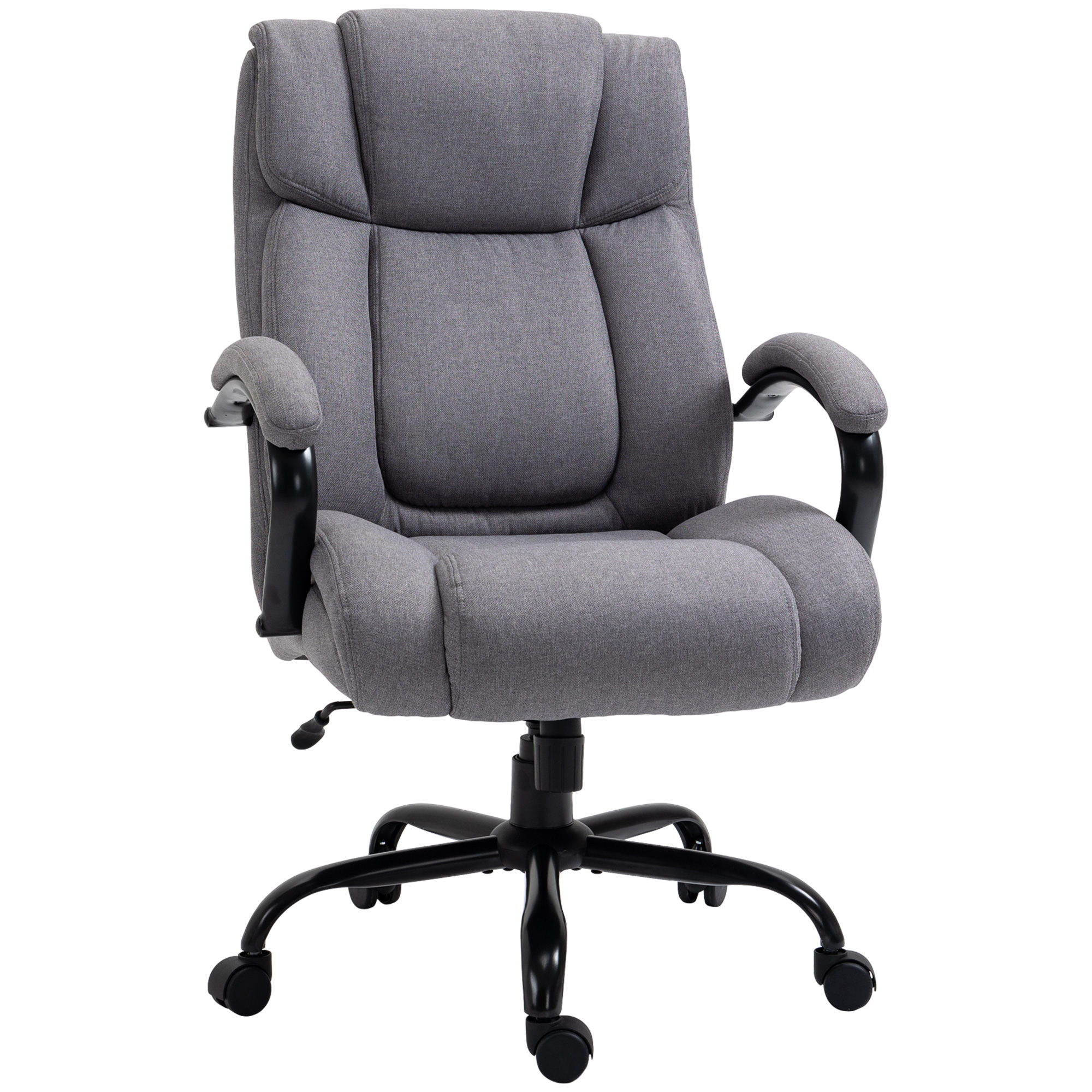 Vinsetto Silla de Oficina Silla de Escritorio Silla de Juegos Silla giratoria con Función de Balanceo Asiento Gruesamente Acolchado ergonómico con reposabrazos acolchados ajustables Capacidad 220 kg Gris claro 72,5x83x110-118 cm