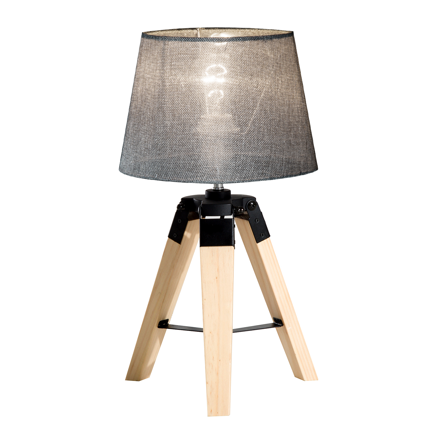 Product photograph of Homcom Tripod Table Lamp Wooden Base Grey Shade E27 Bulb Compatible For Desk Or End Table Aosom Uk from Aosom UK