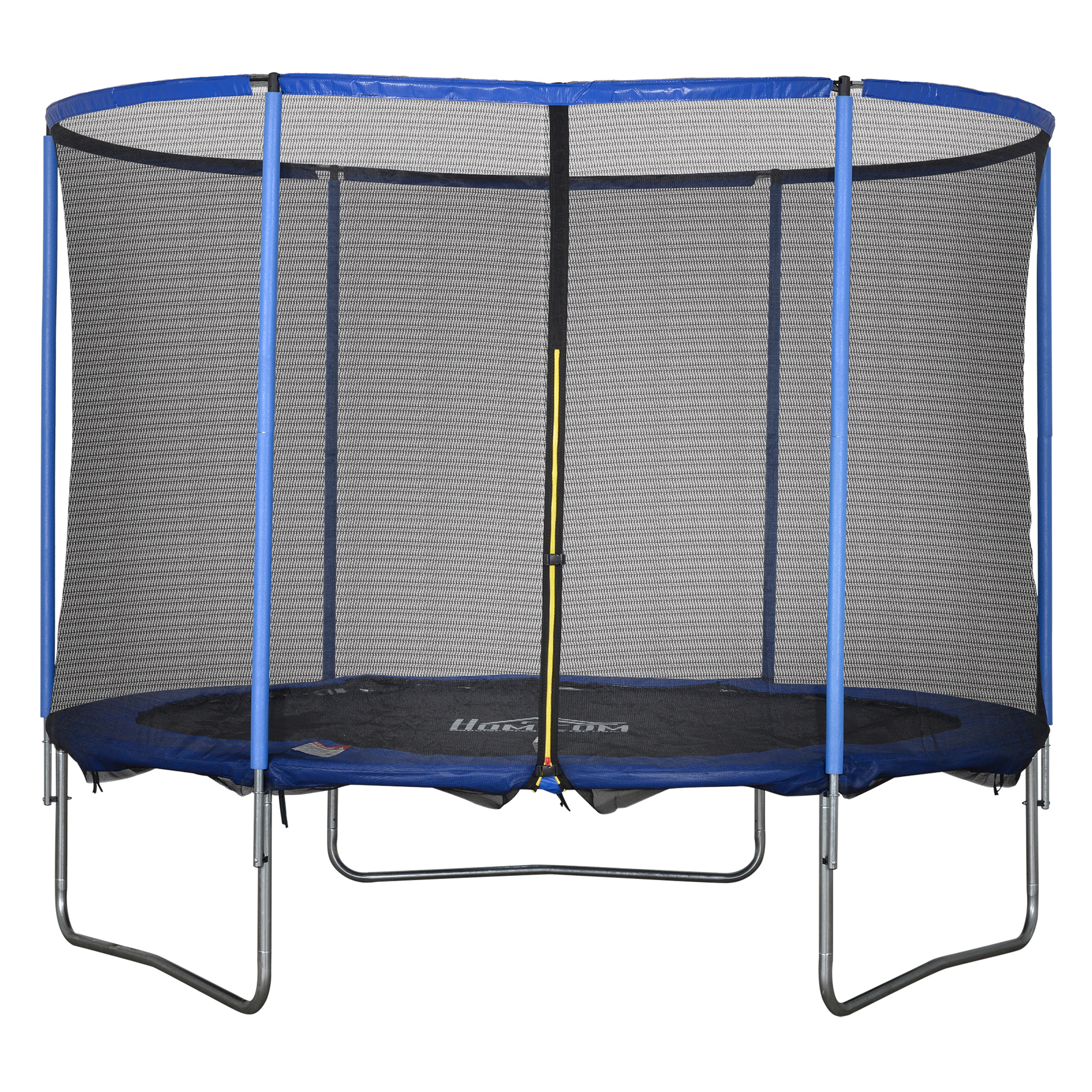 HOMCOM Cama Elástica con Red de Seguridad Trampolín de Jardín para Uso en Interiores y Exteriores Trampolín Fitness para Niños y Adultos de Acero Azul y Negro hasta 113,6 kg Ø305 x 248H cm