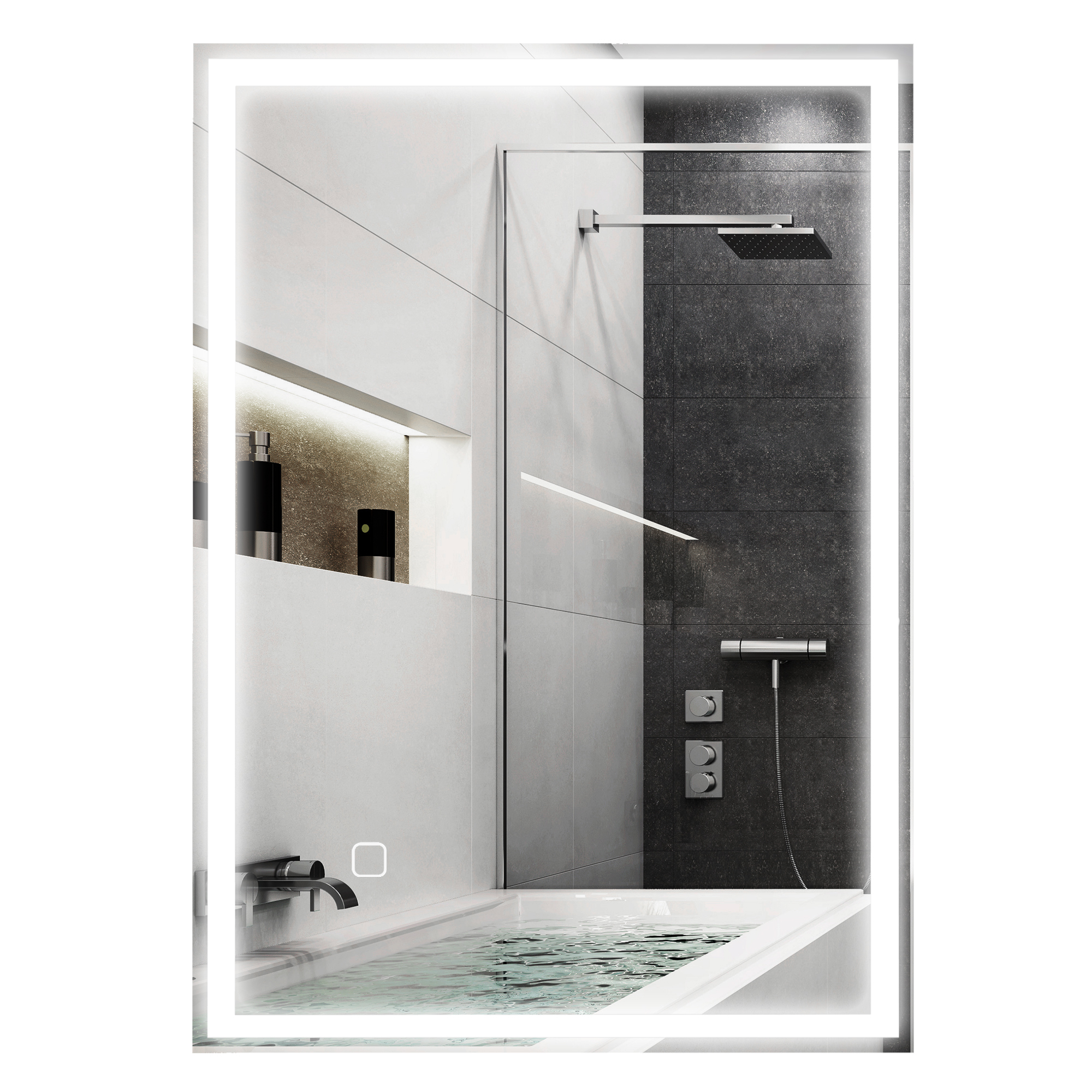 Image of HOMCOM Specchio per il Bagno Specchio da Parete LED´s. Pulsante Touch, Bianco006