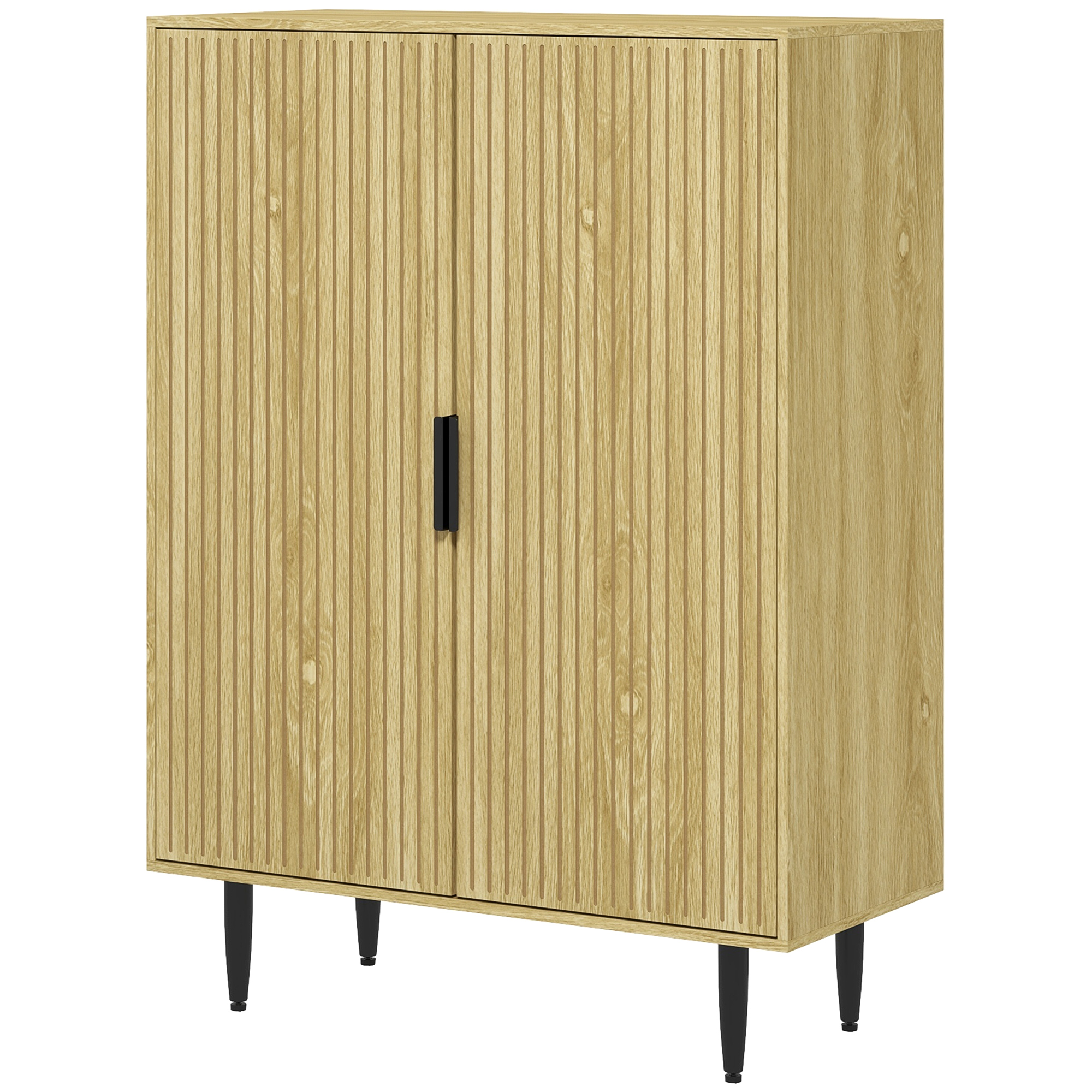HOMCOM Schuhschrank für 15 Paar Schuhe, Eingangsschrank mit 4 verstellbaren Regalen und Metallbeinen, 80x38x110cm, Eiche Aosom