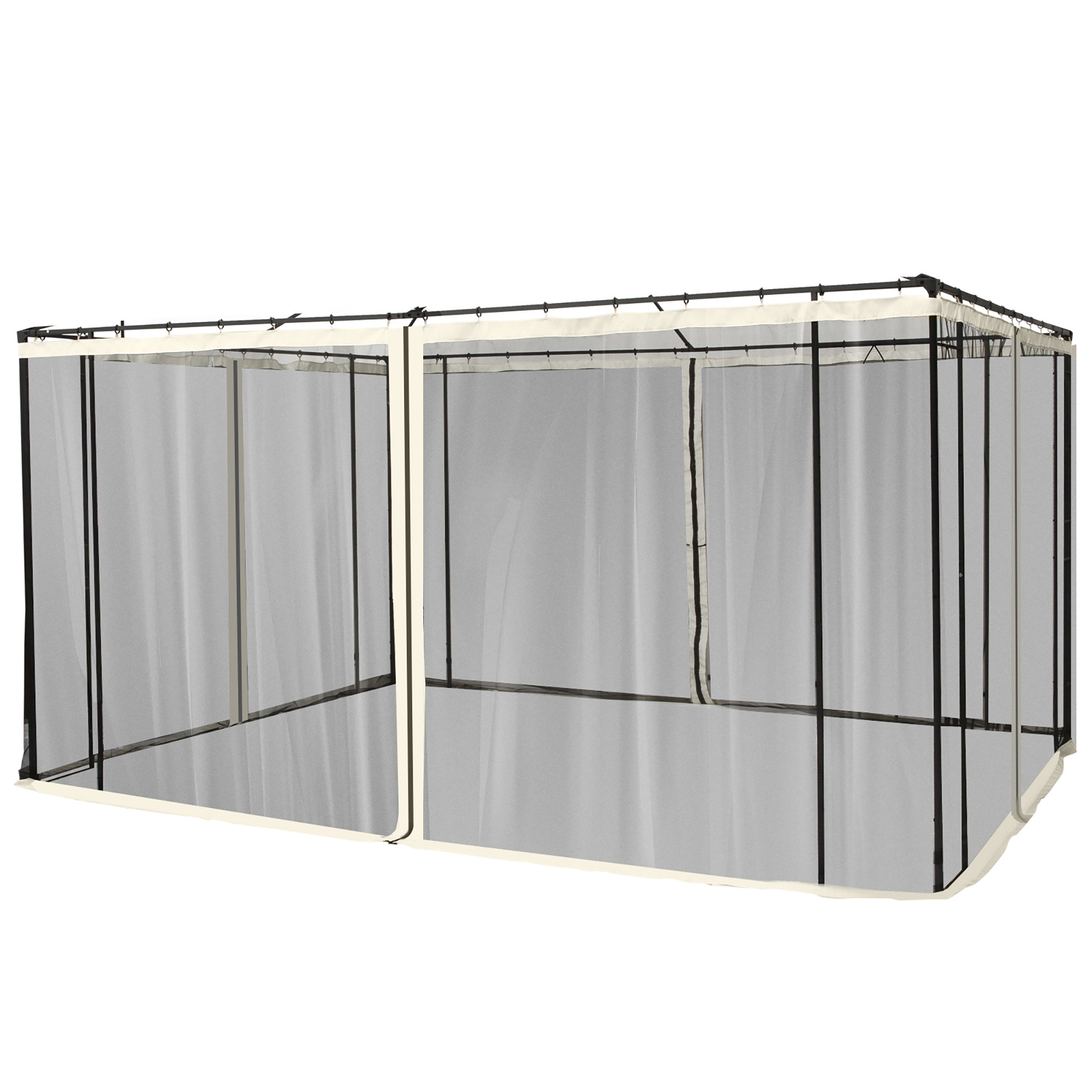 Outsunny Mückennetze für Pavillon Festzelt Gartenpavillon 3,35 x 2,07 m - Set aus 4 Mückennetzen mit Reißverschluss + Haken zur Befestigung - Polyester Nylon Aosom