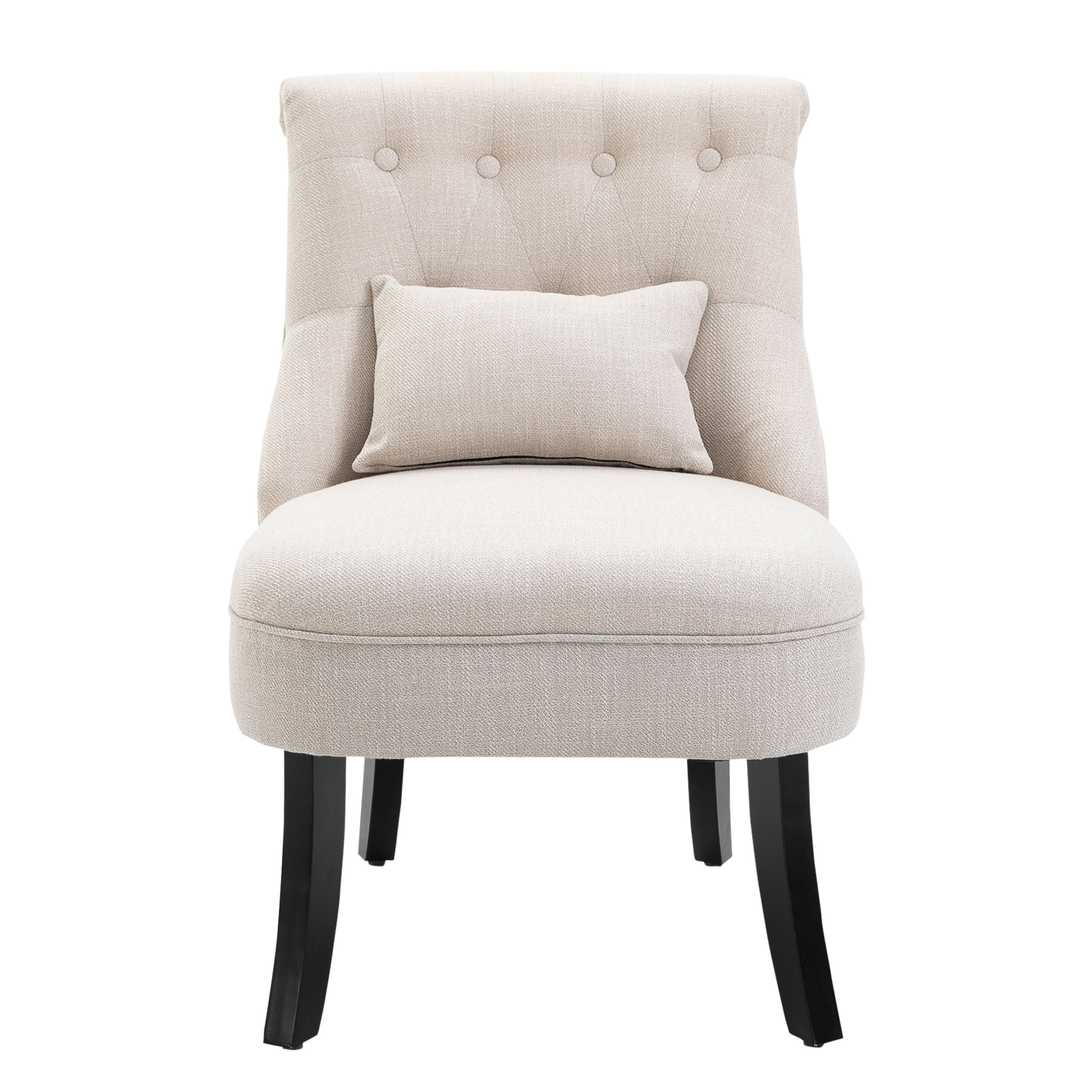 HOMCOM Fauteuil rembourré confortable avec coussin de dossier, pour lire et se reposer, revêtement en lin, 52,5 x 69 x 77 cm, Crème