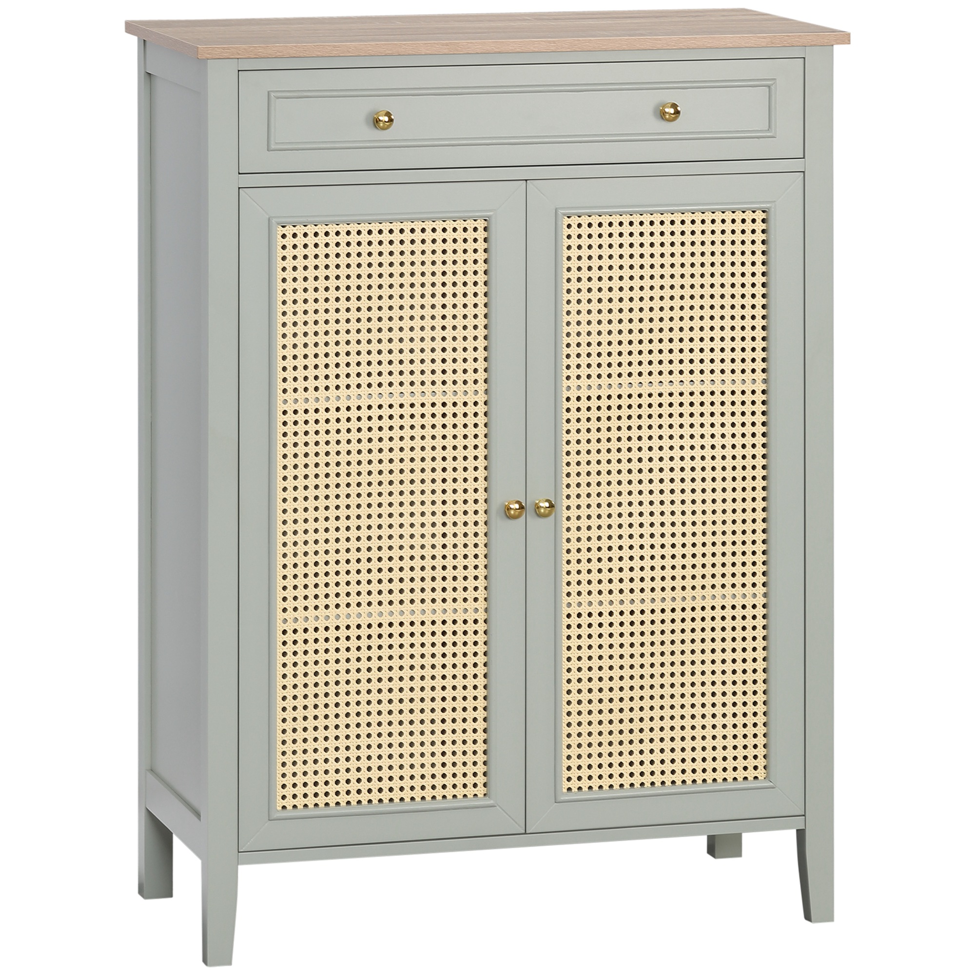 Image of HOMCOM Mobile a scarpe mobile da archiviazione a scarpe mobile d'ingresso con 2 ante effetto intrecciato cassetto 80 x 40 x 110 cm006