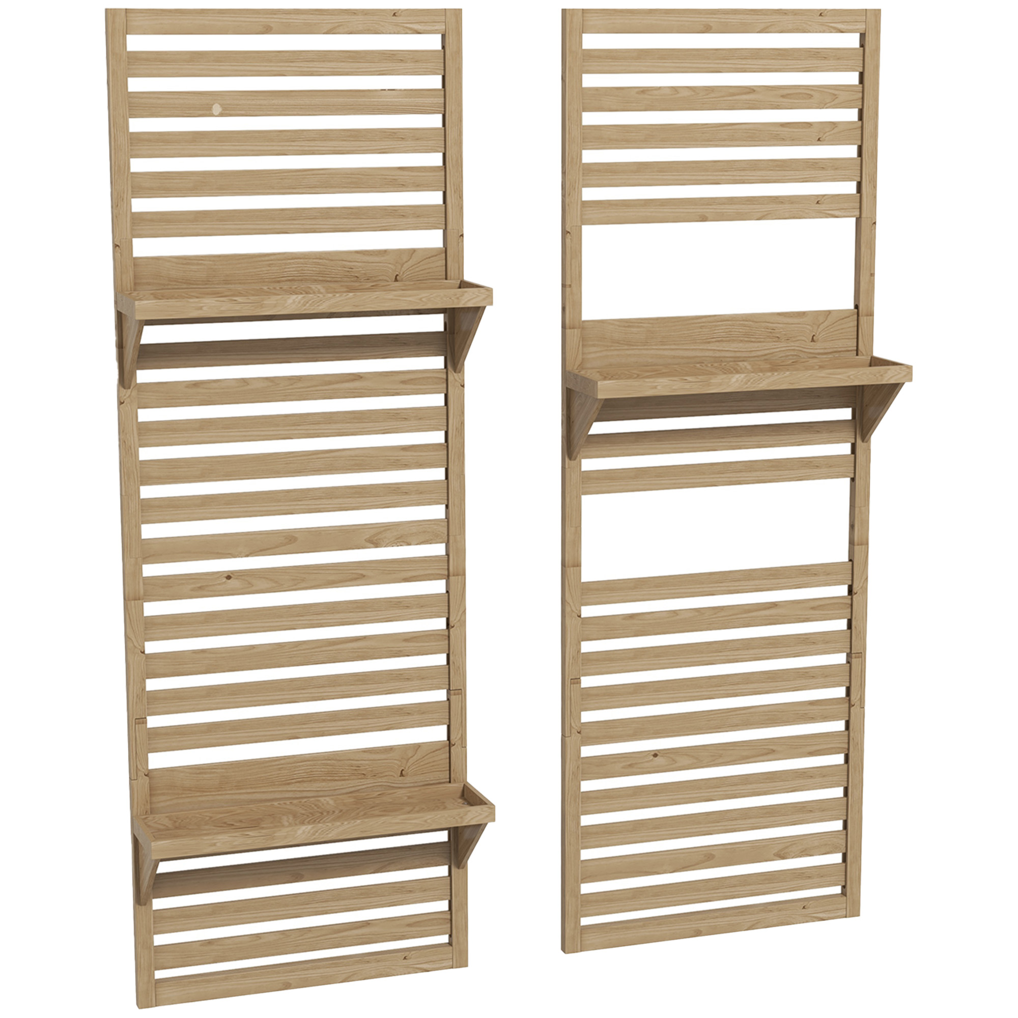 Outsunny Lote de 2 soportes para plantas interiores con estantes y celosía 60x18x170 cm Madera Natural   Aosom España