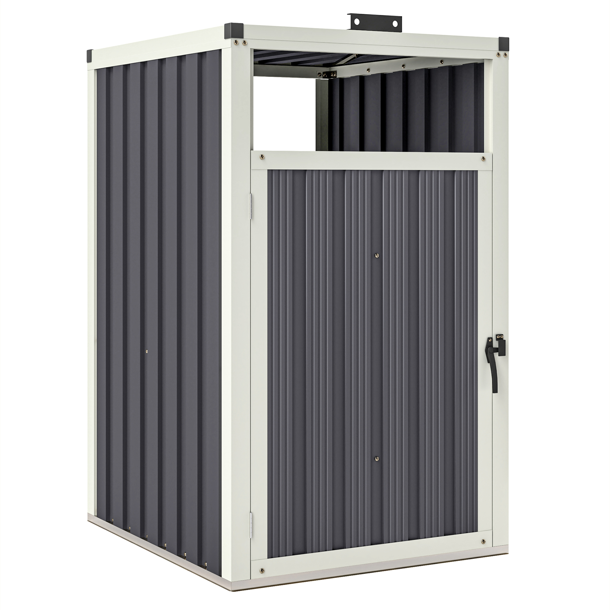 Outsunny Cobertizo para 1 poubelle 240L, cache poubelle exterior, tapa abatible 180°, acero galvanizado 73 x 81 x 122 cm gris oscuro