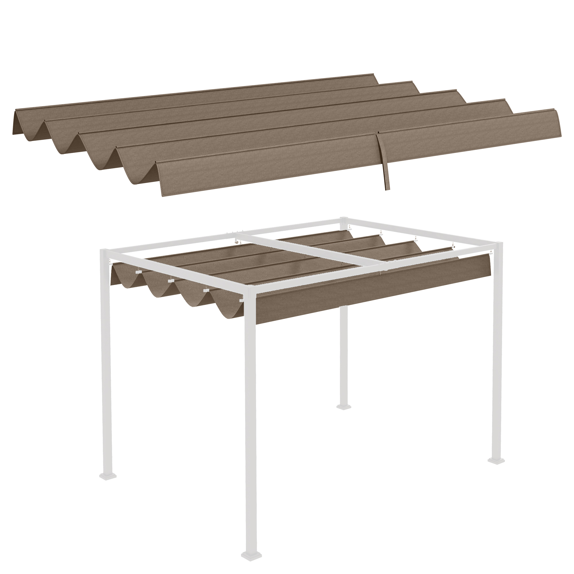 Image of Outsunny Tettuccio di ricambio per pergola tela di ricambio protezione solare Anti-UV per pergola da 3 x 2 m marrone006