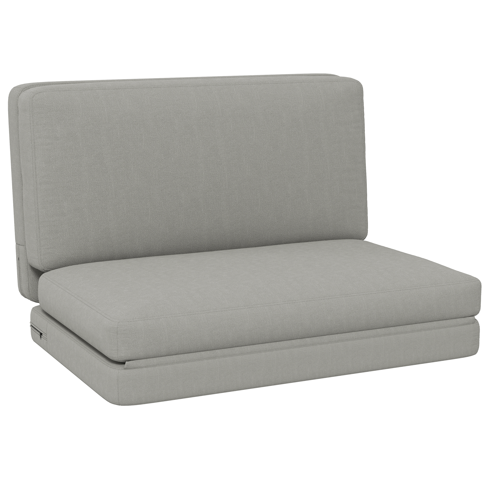 HOMCOM Sofá de Piso Plegable 2 en 1, Colchón de Invitados, dividible, 120 cm de ancho, Gris Claro