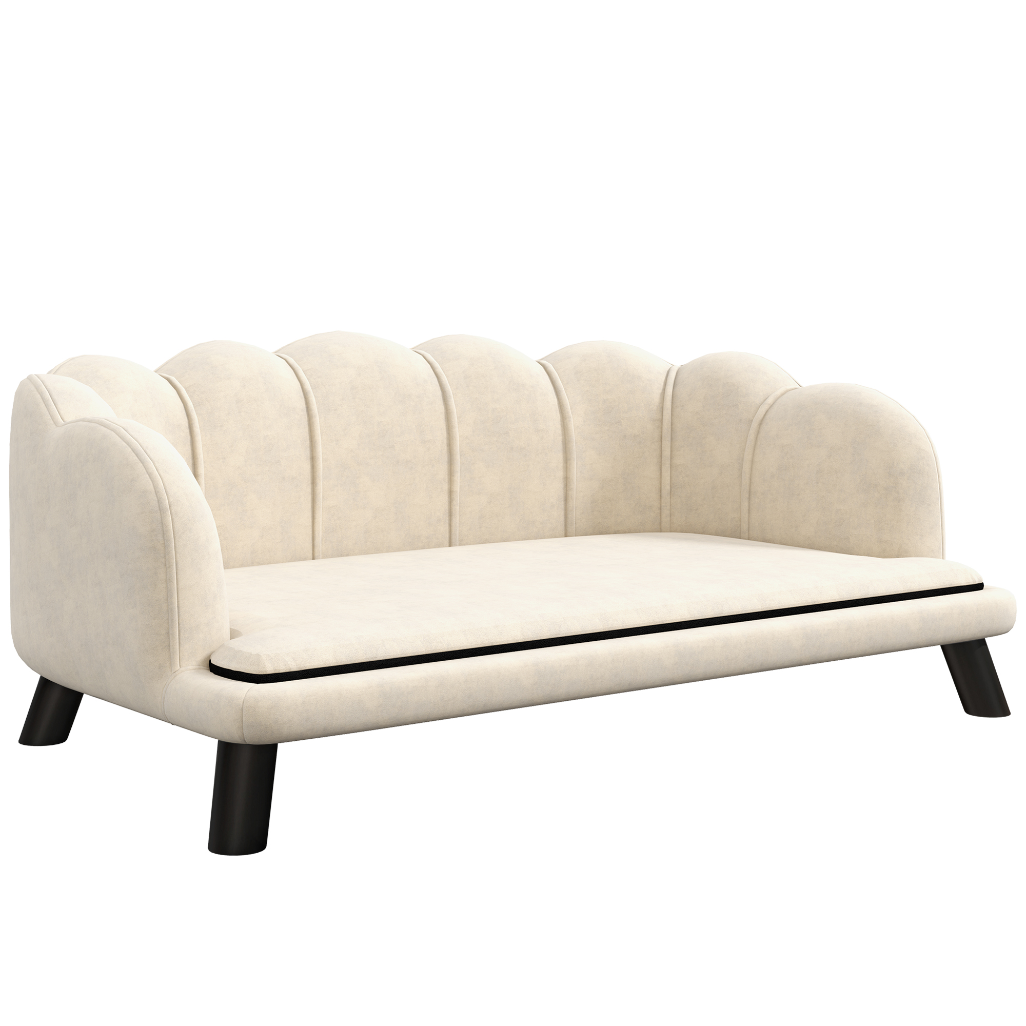 PawHut Sofá cama perro y gato diseño contemporáneo concha dimensiones 98x60x35 cm cojín mullido terciopelo Crema | Aosom España