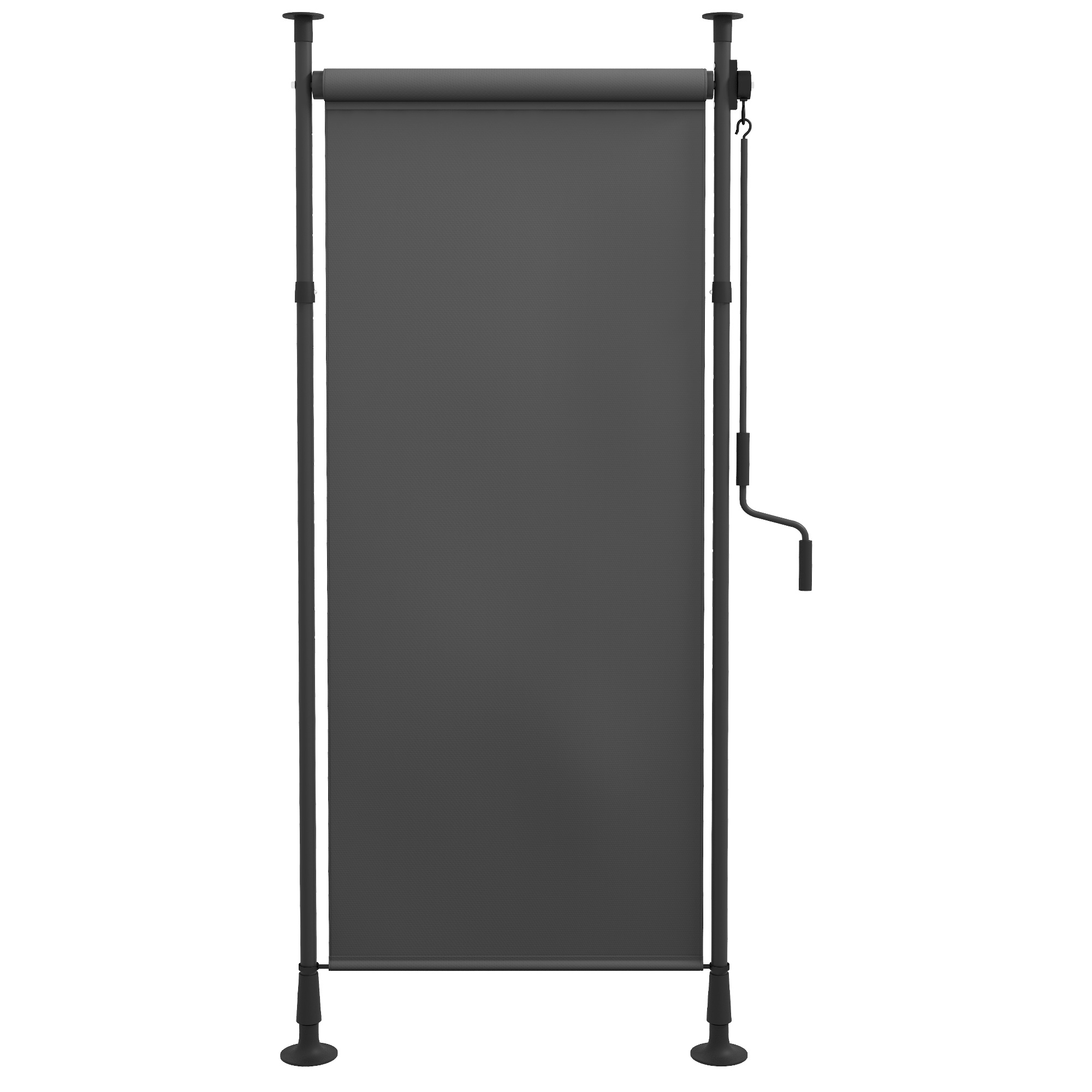 Outsunny Pérgola manual retráctil autónoma longitud ajustable manivela instalación sin perforación metal aluminio poliéster Gris oscuro | Aosom España