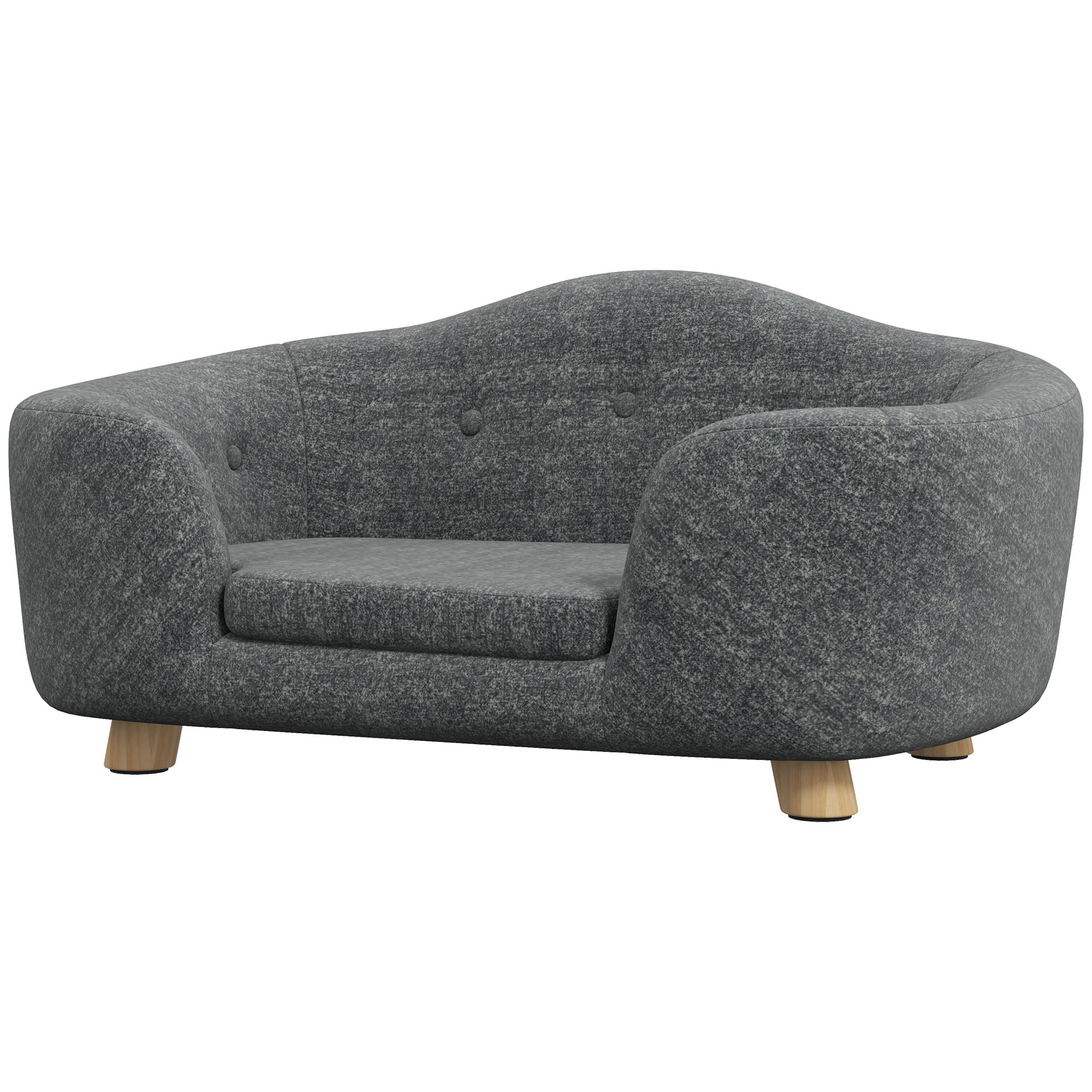 PawHut Sofá cama para perros o gatos con diseño contemporáneo, cojín mullido extraíble, patas de madera maciza, dim. 70L x 47W x 30H cm, gris antracita