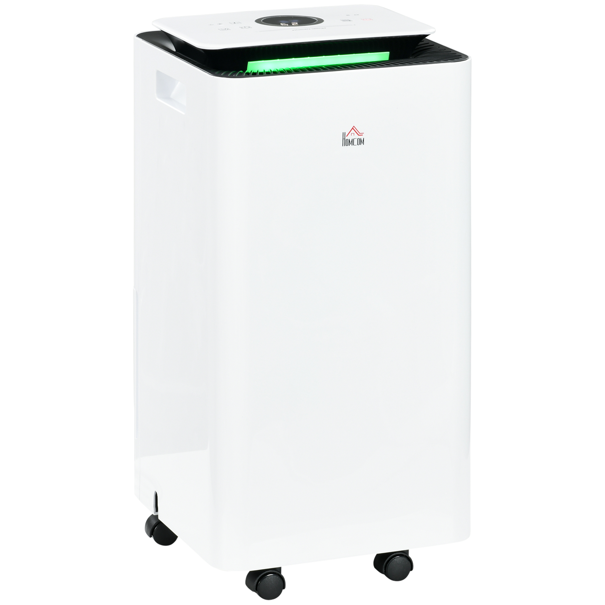 HOMCOM Desumidificador Elétrico 12L/dia Depósito 2,5L Silencioso com 5 Modos 2 Velocidades Ecrã LED e Temporizador 25x25x50cm Branco   Aosom